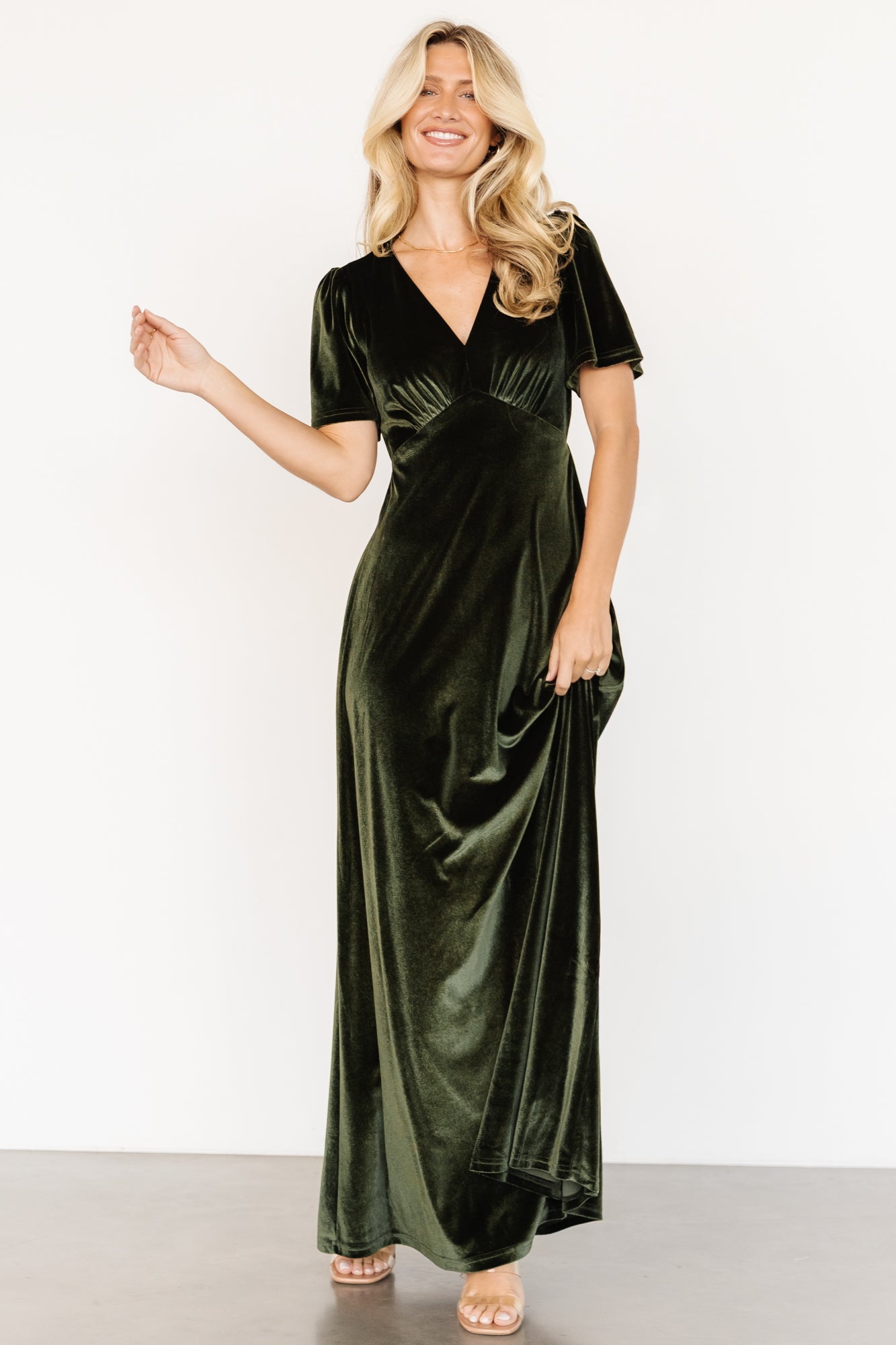 Vivian Velvet Maxi Dress | Olive