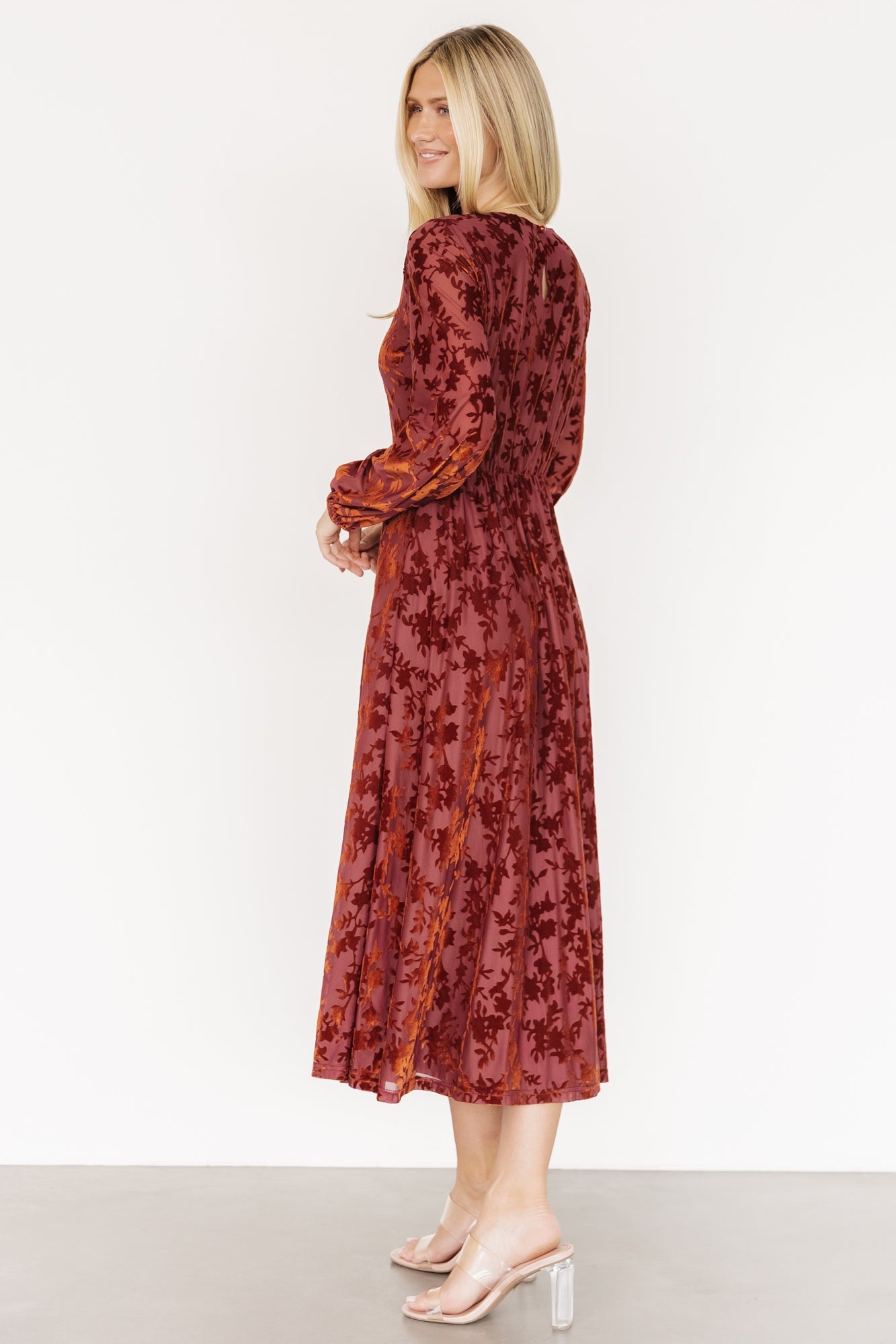 Thora Velvet Dress | Copper Floral