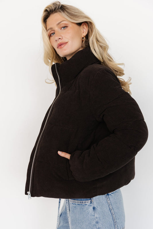 Holden Corduroy Puffer Jacket | Dark Brown