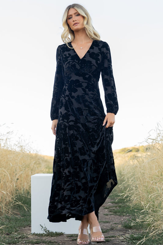 Vienna Velvet Maxi Dress | Black