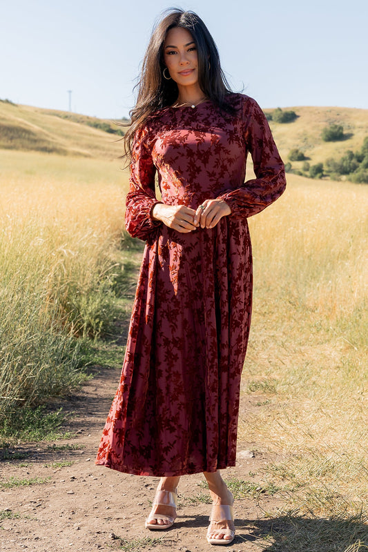 Thora Velvet Dress | Copper Floral