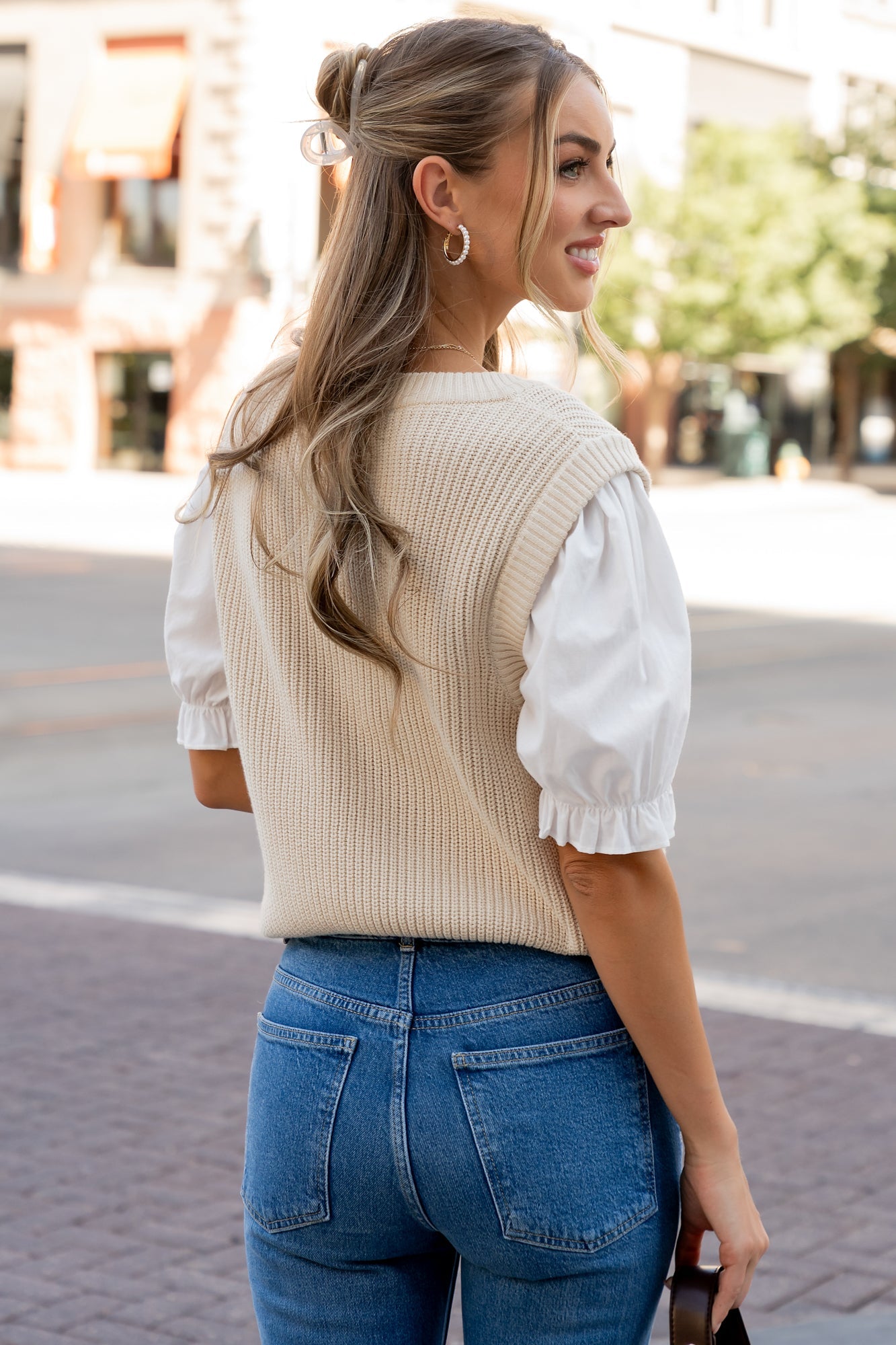 Taylor Puff Sleeve Top | Cream + Ivory