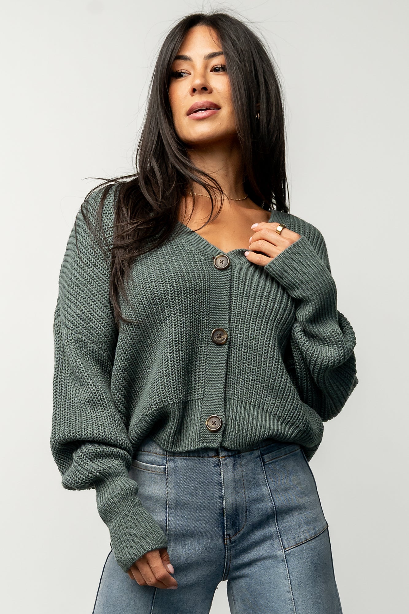 Gracie Knit Cardigan | Winter Green