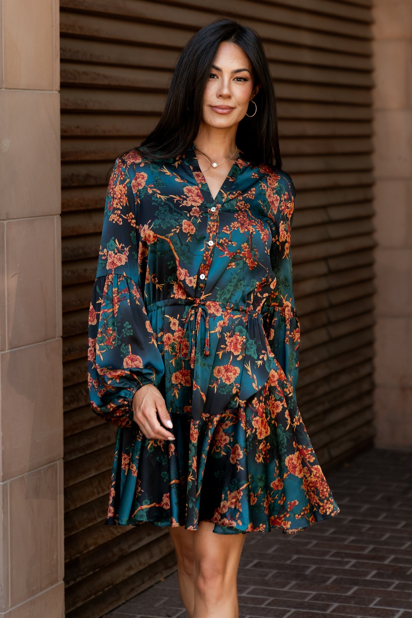 Venice Short Dress | Jade + Copper Floral