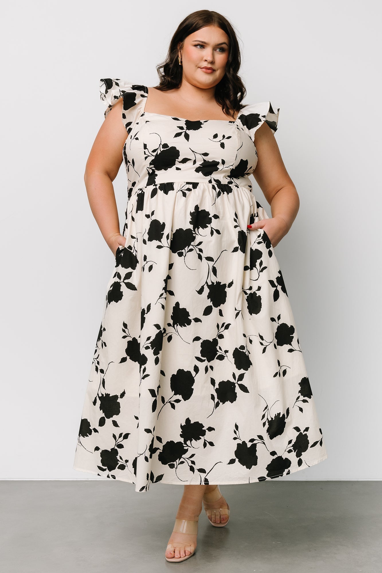 Bridget Midi Dress | Ivory + Black Floral