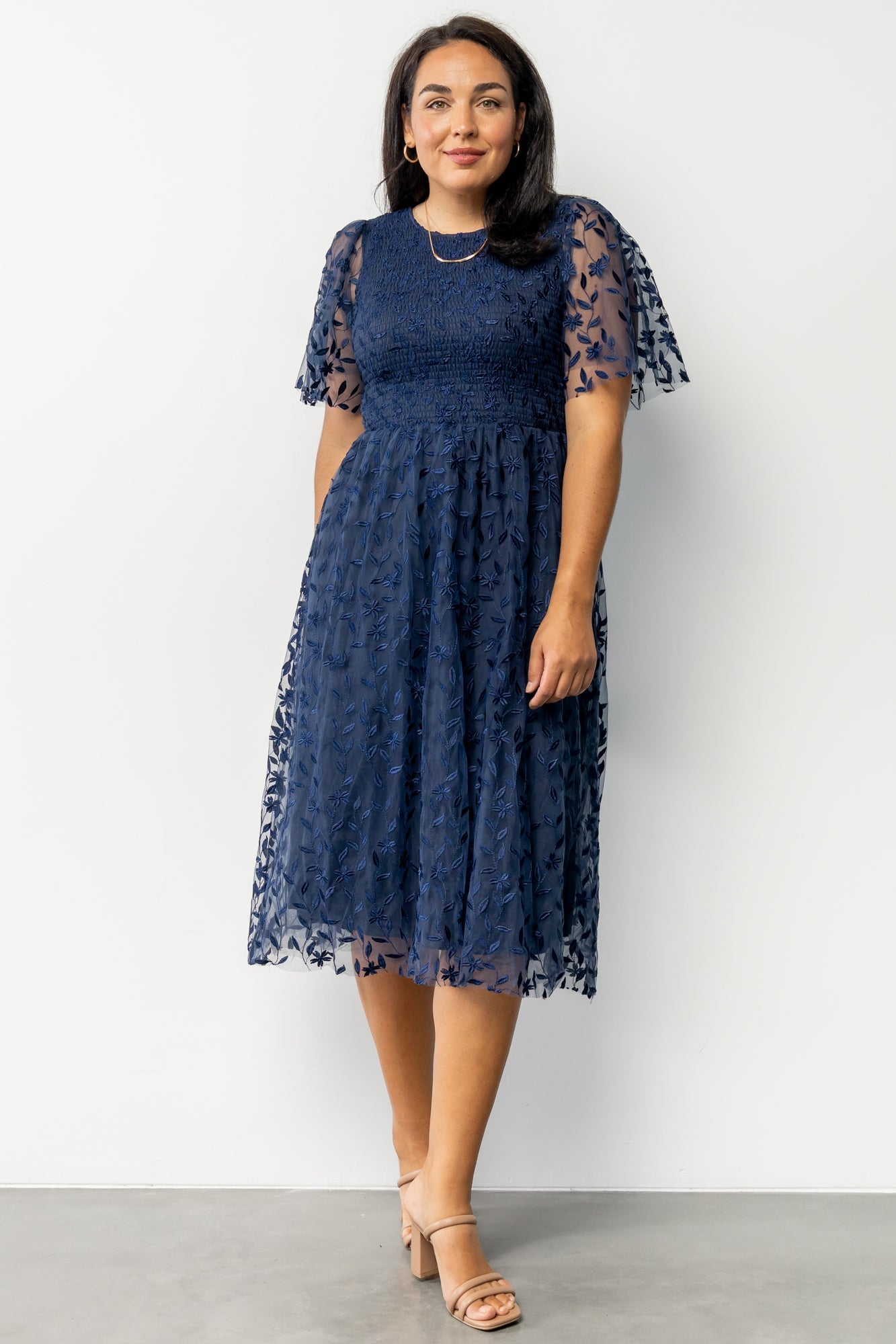 Kendra Embroidered Dress | Navy