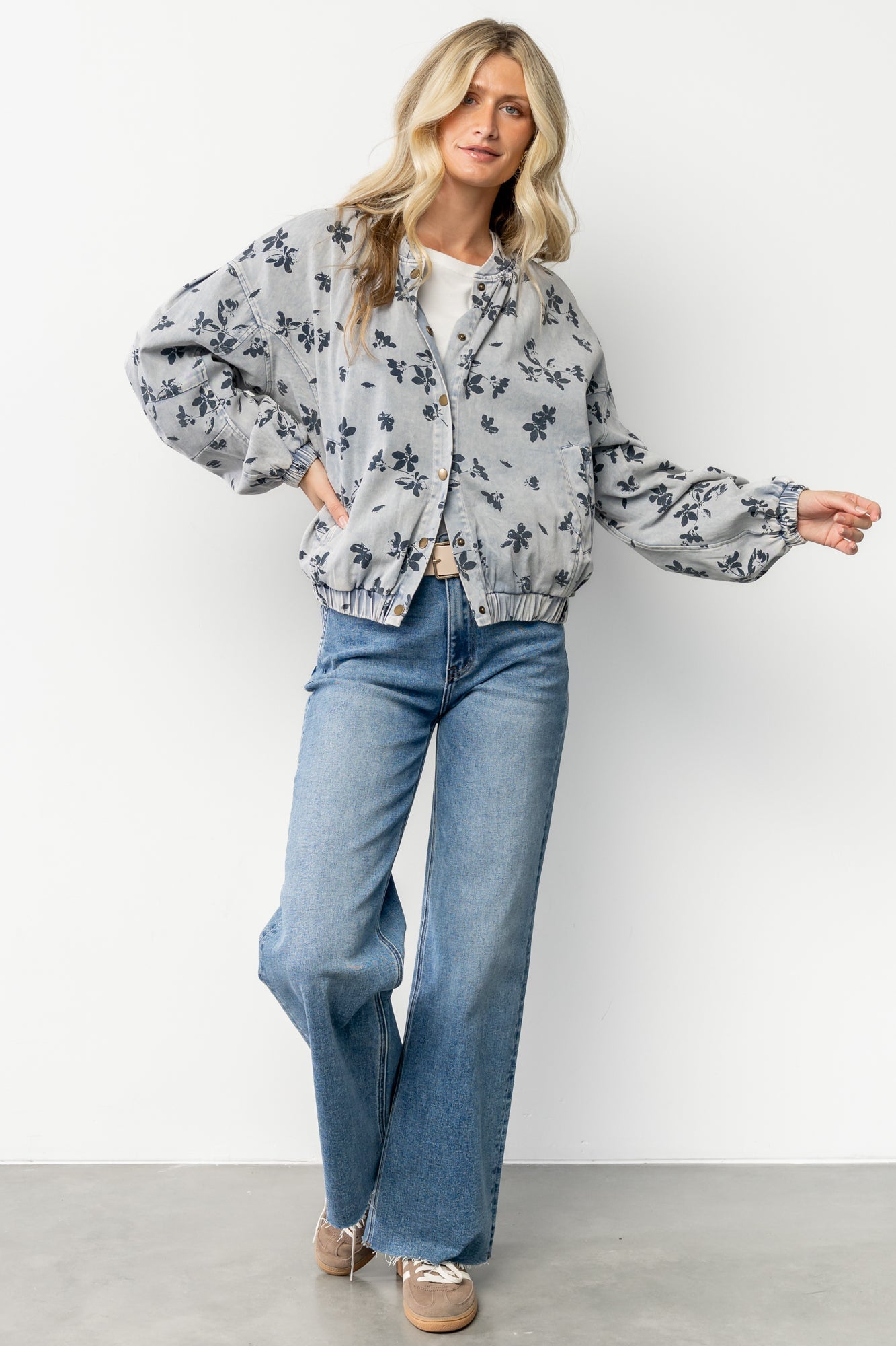 Gia Bomber Jacket | Blue Floral