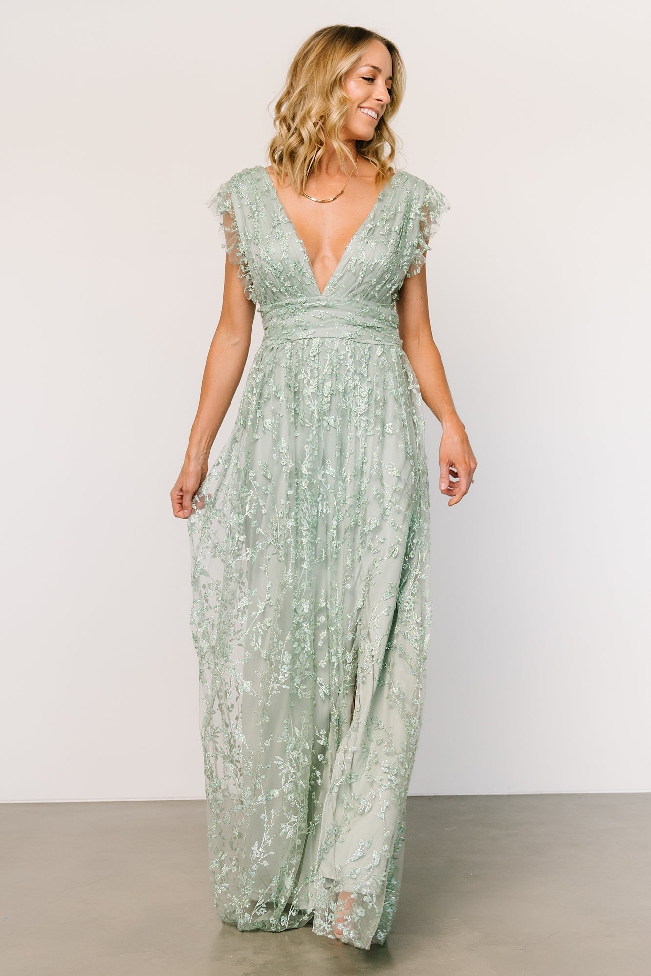 Arlene Shimmer Gown | Sage