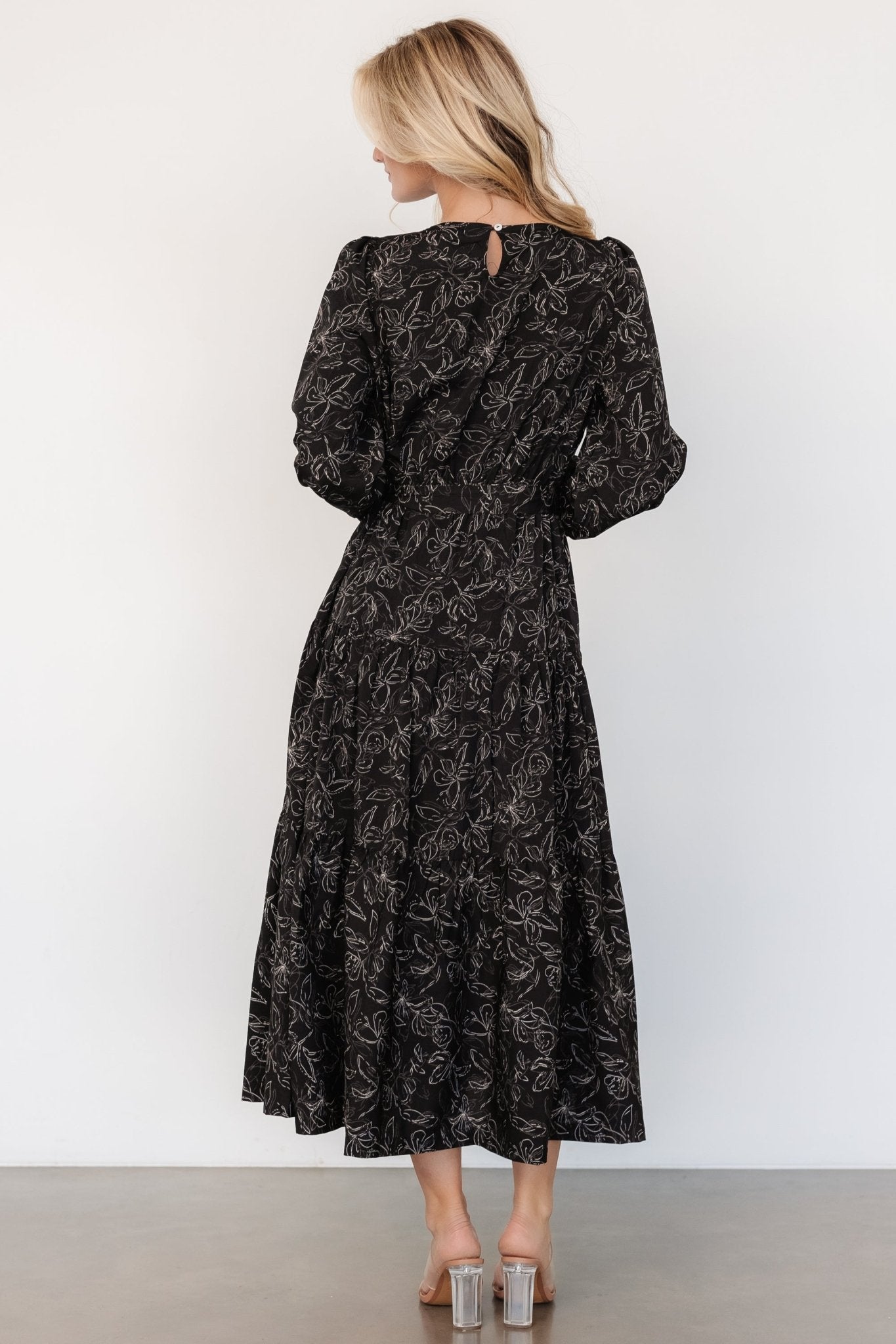 Ashlyn Long Sleeve Dress | Black Print