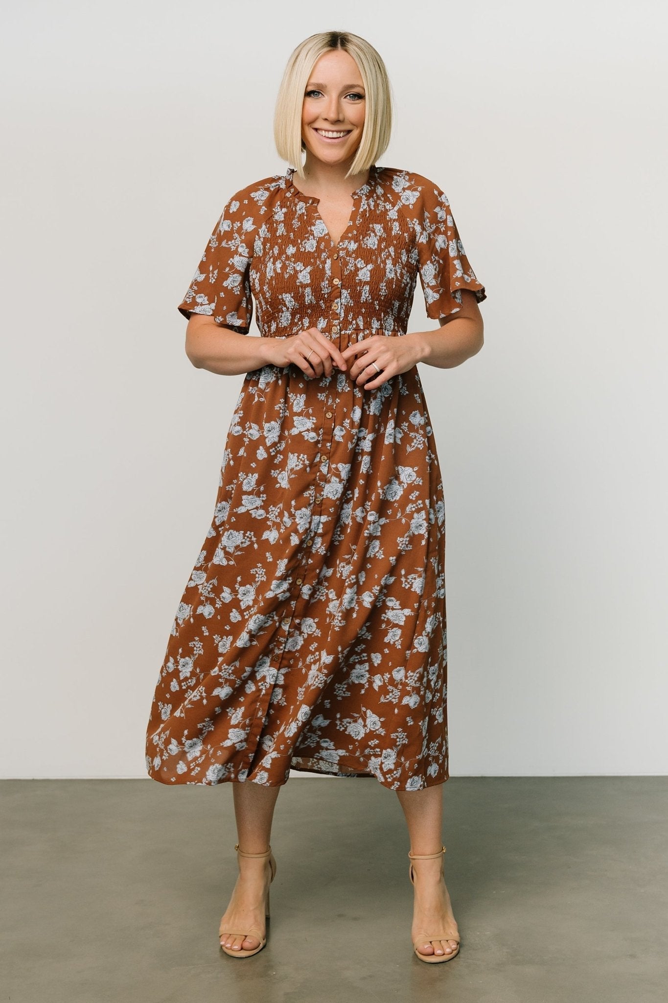 Botega Midi Dress | Brown + Blue