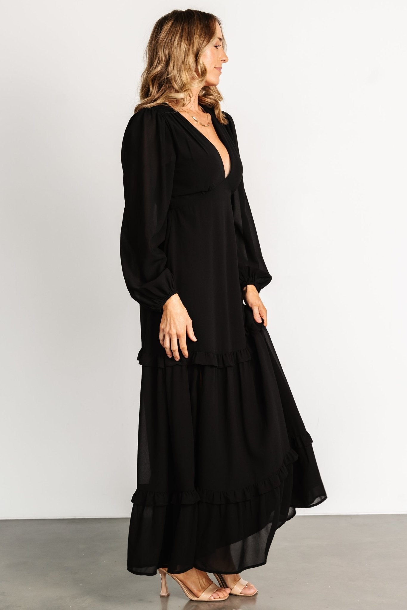 Bowman Deep V Maxi Dress | Black