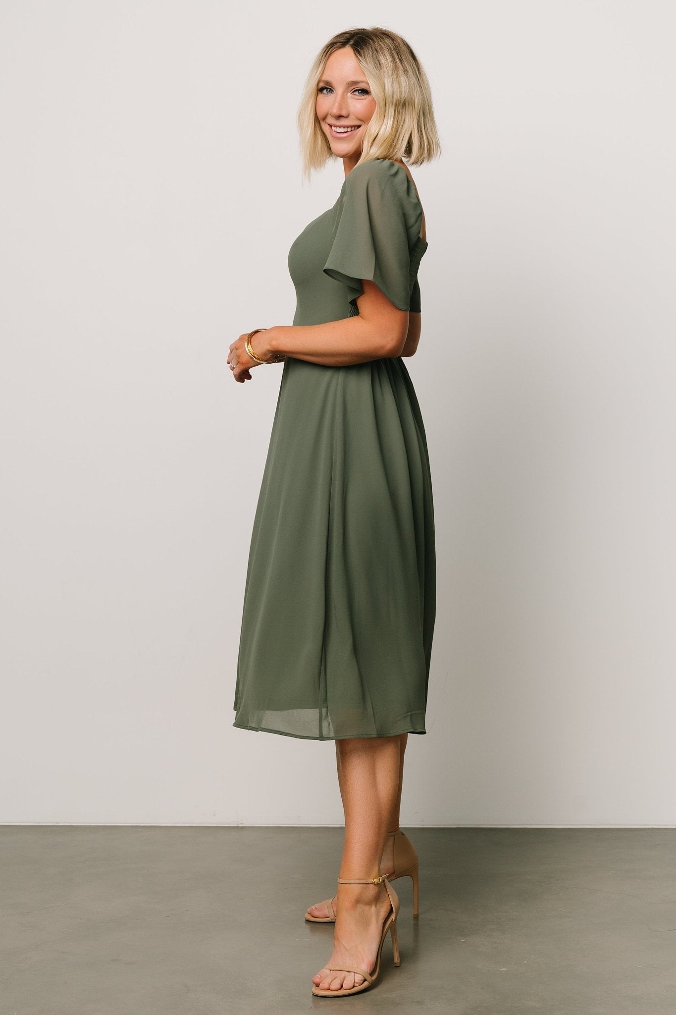 Colette Sweetheart Midi Dress | Dark Sage