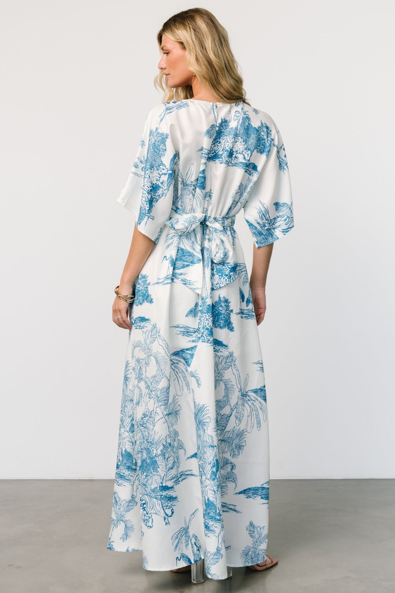Dara Maxi Dress | Ivory + Blue Print
