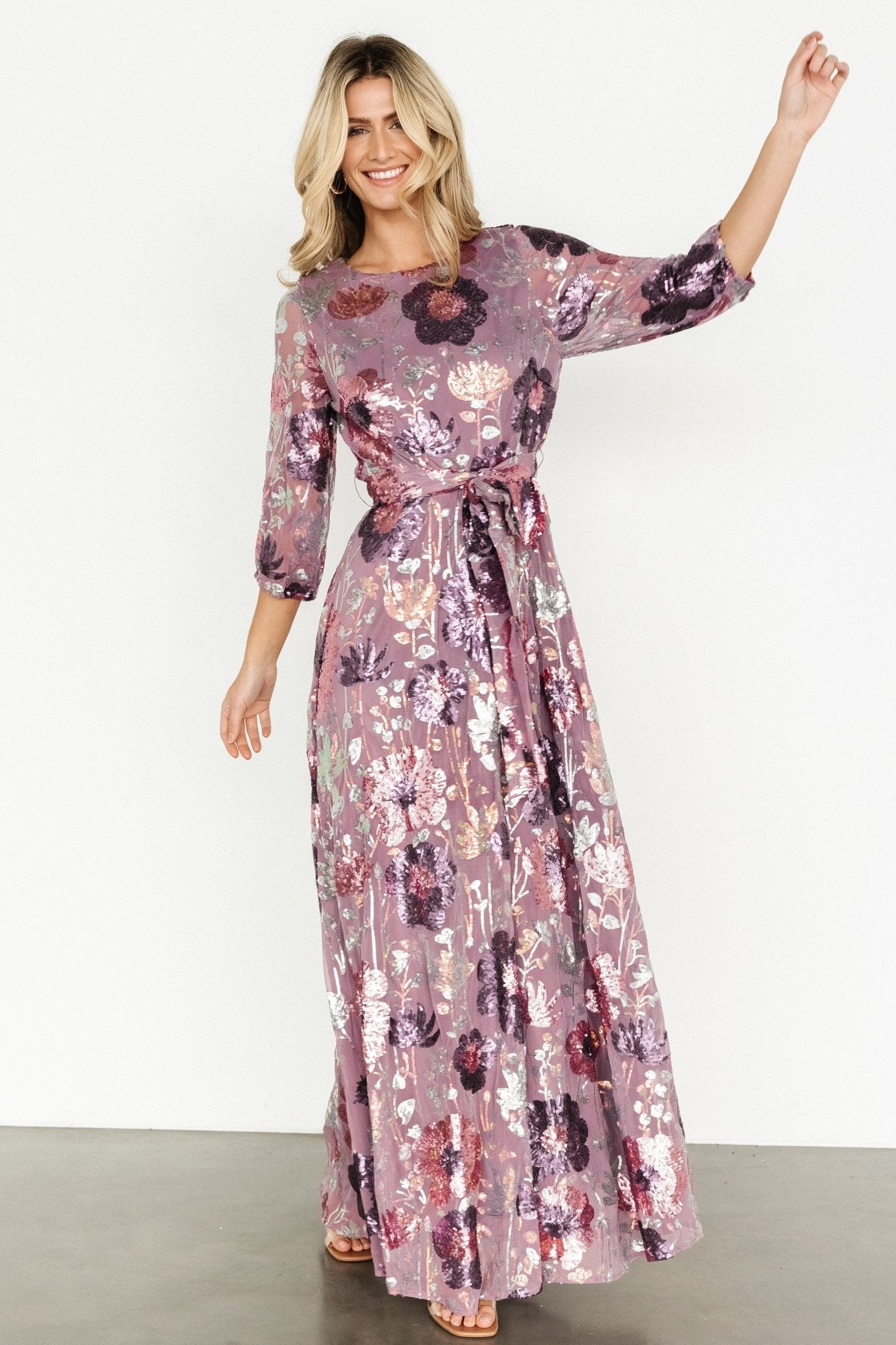 Destiny Sequin Maxi Dress | Lilac Floral