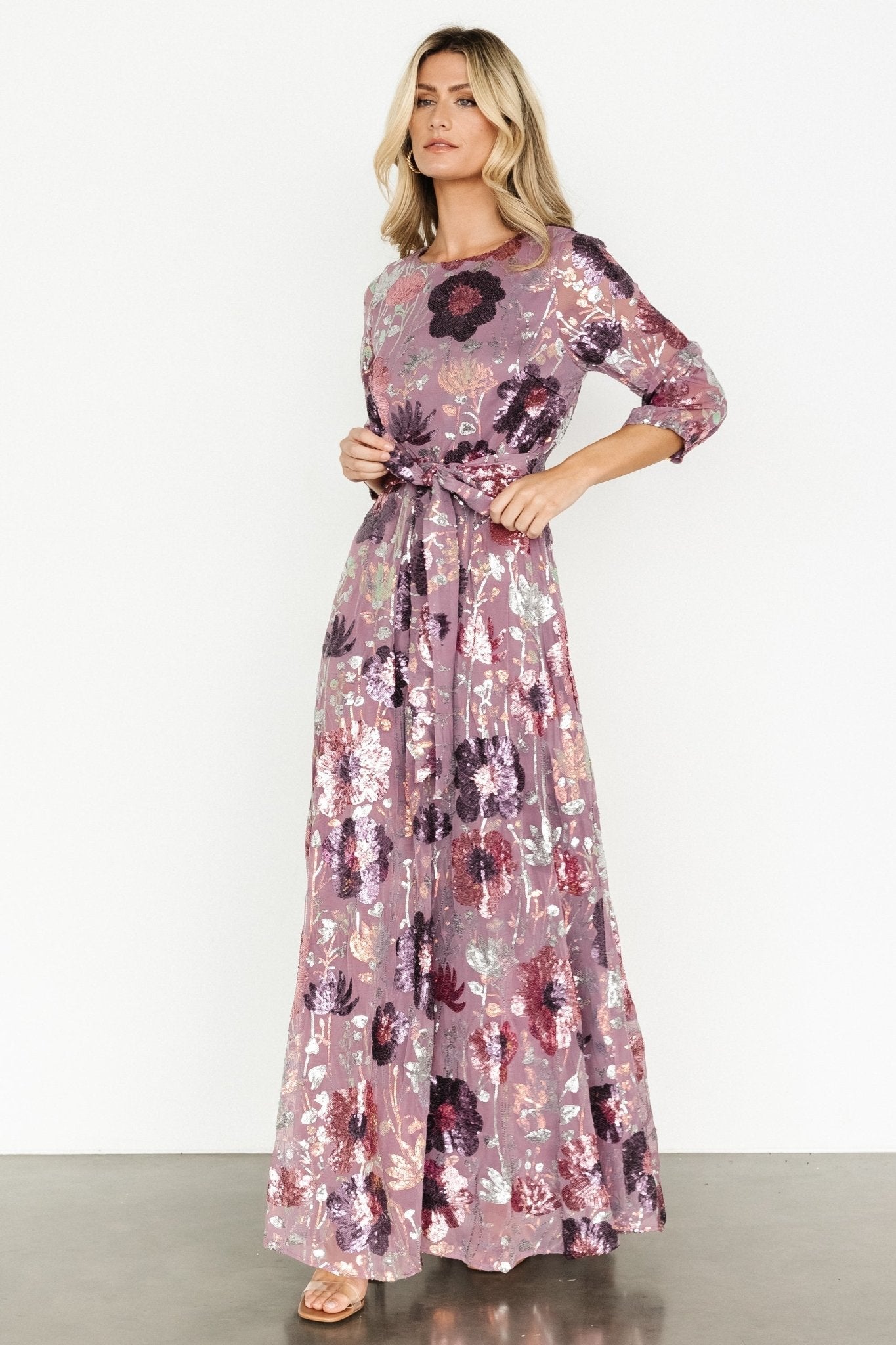 Destiny Sequin Maxi Dress | Lilac Floral
