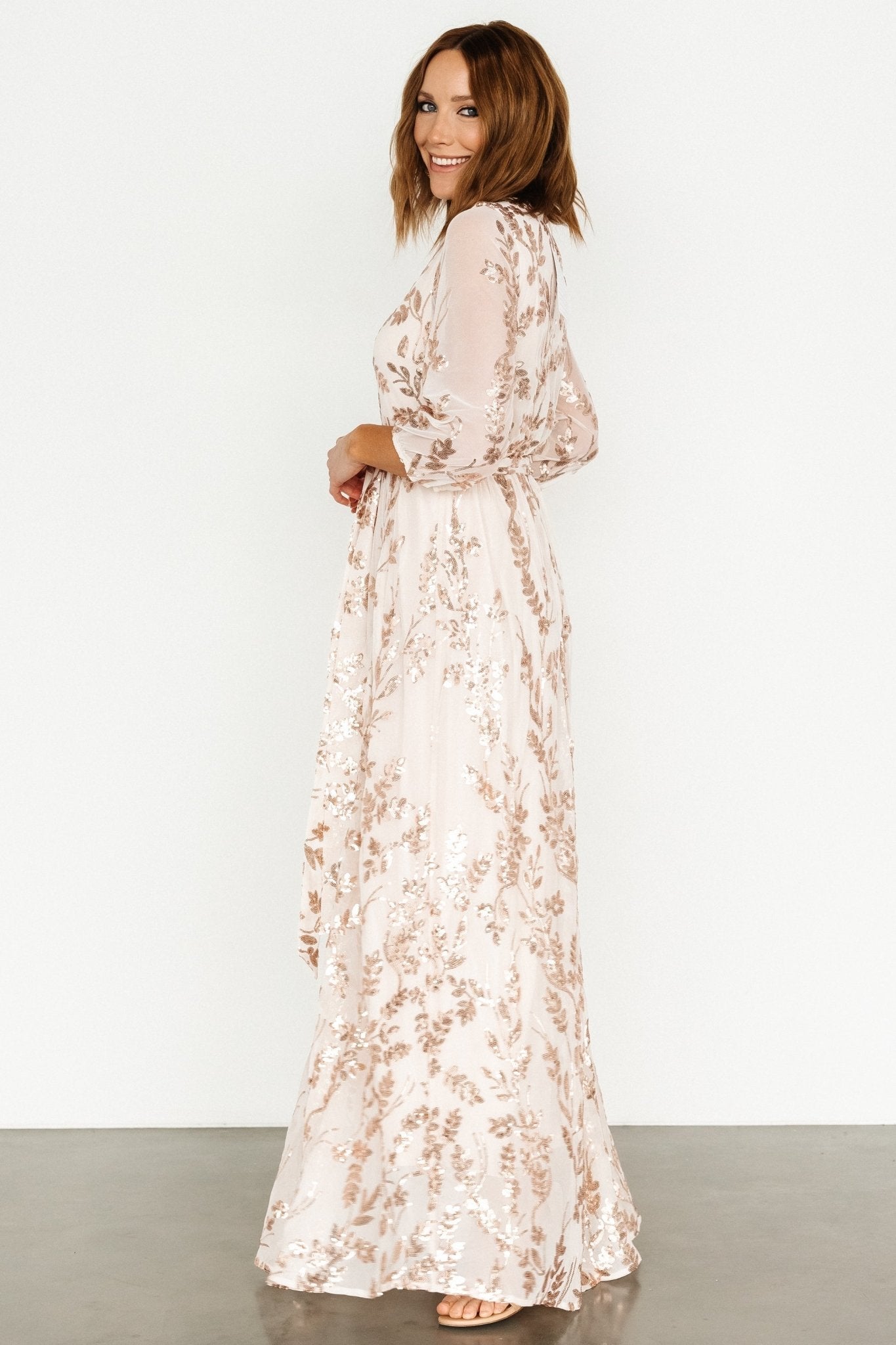 Destiny Sequin Maxi Dress | Rose Gold