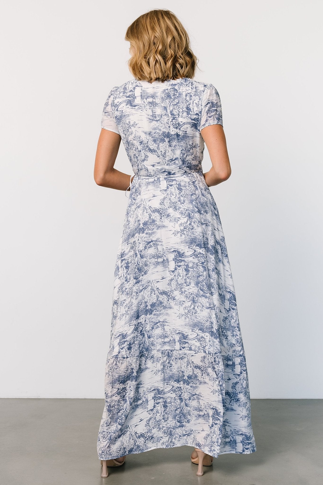 Dulce Wrap Maxi Dress | White + Blue Print