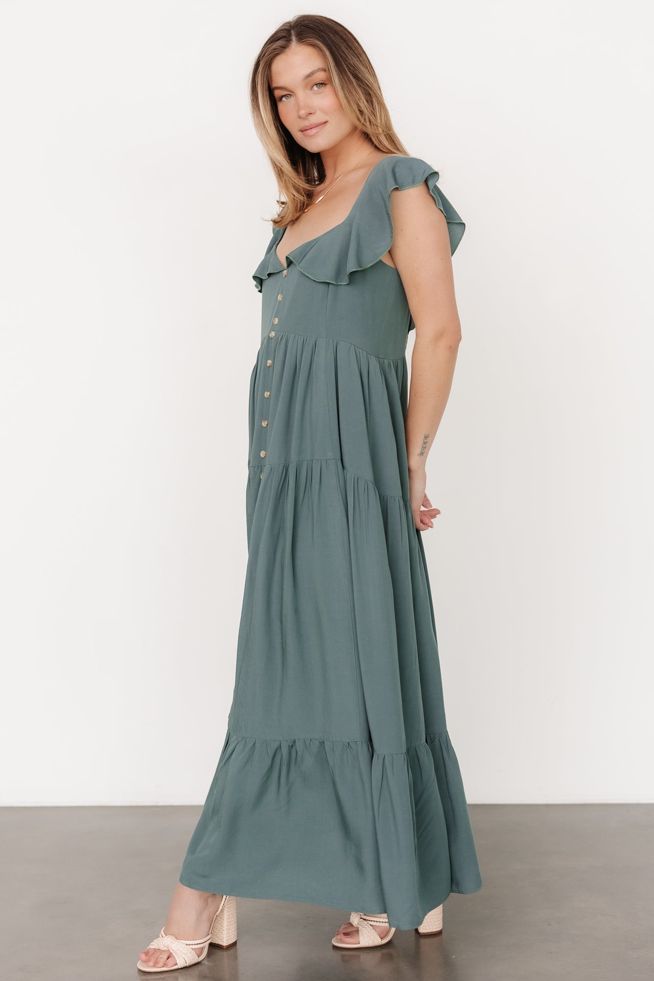 Ellie Ruffle Top Dress | Deep Teal