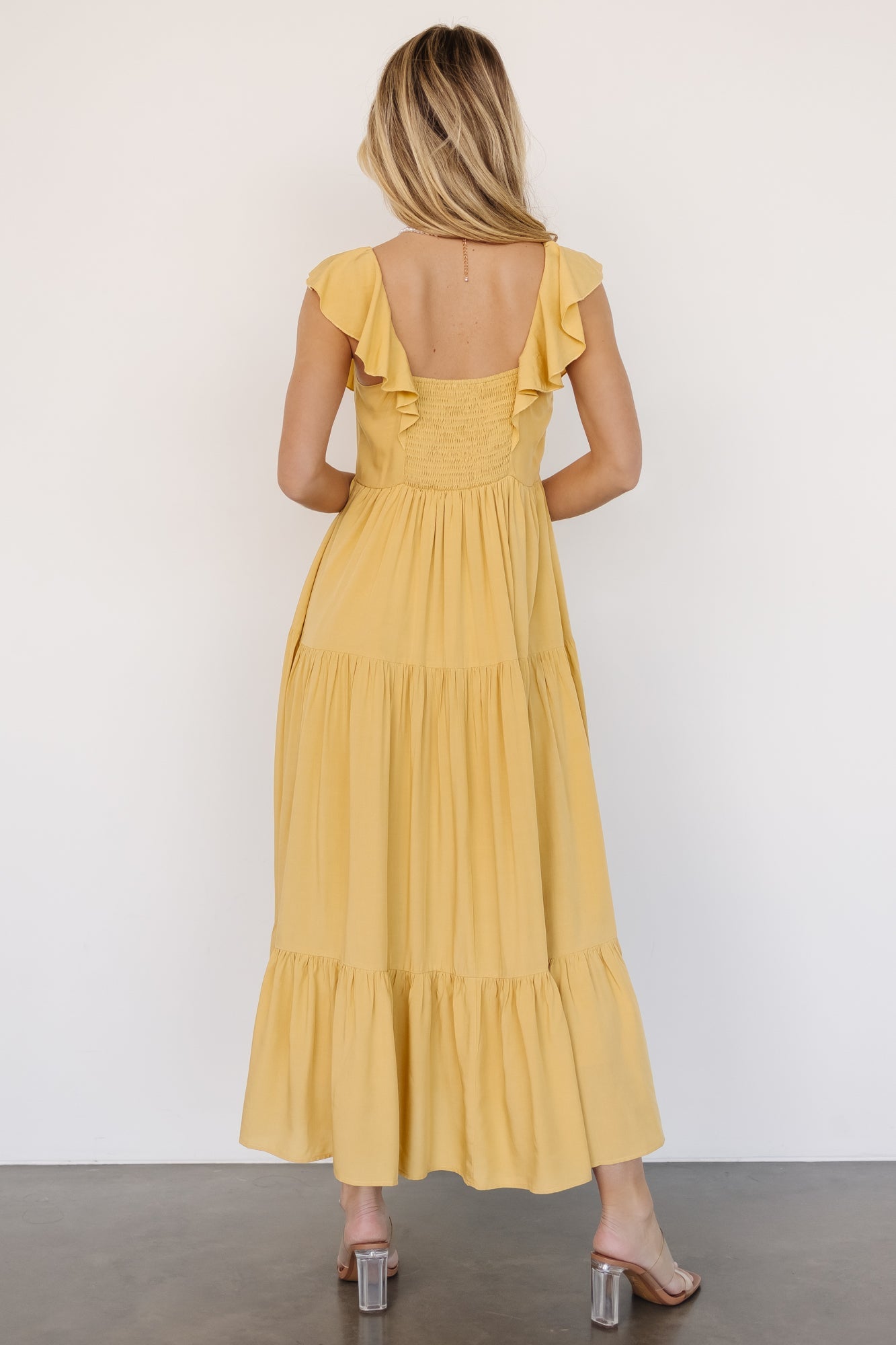 Ellie Ruffle Top Dress | Golden Yellow