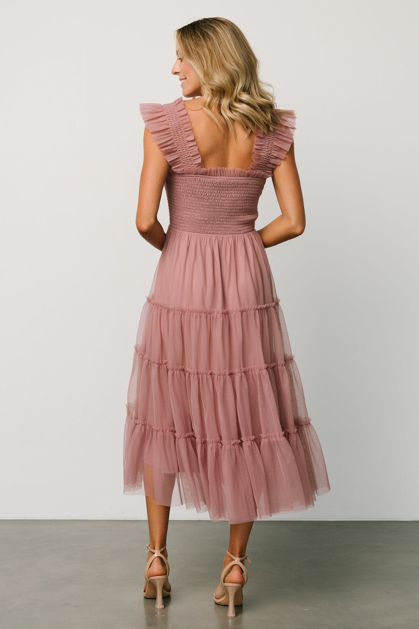 Emma Smocked Tulle Dress | Dusty Rose