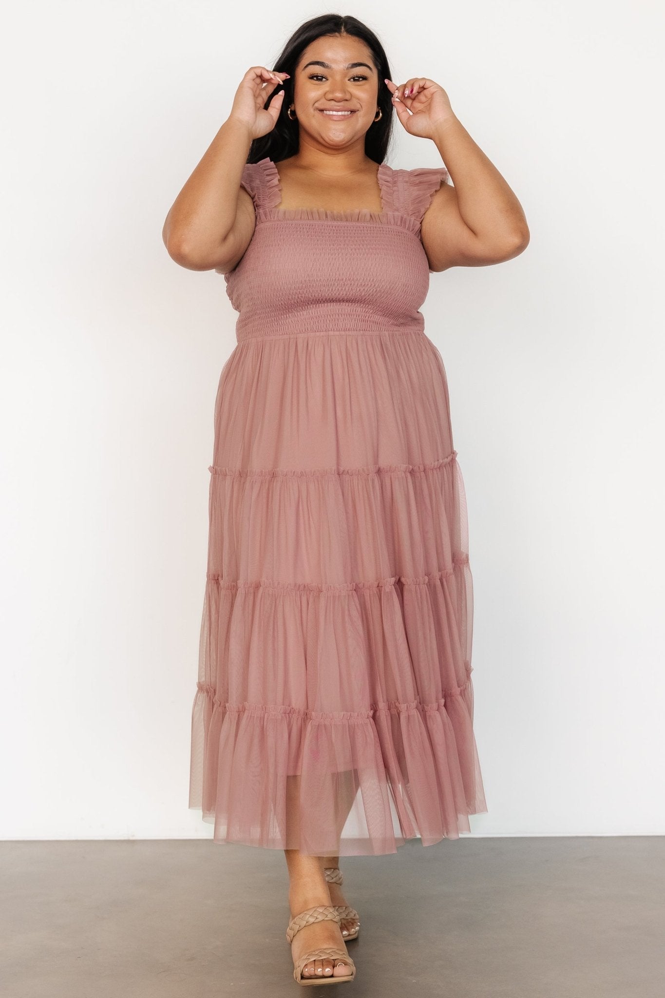 Emma Smocked Tulle Dress | Dusty Rose