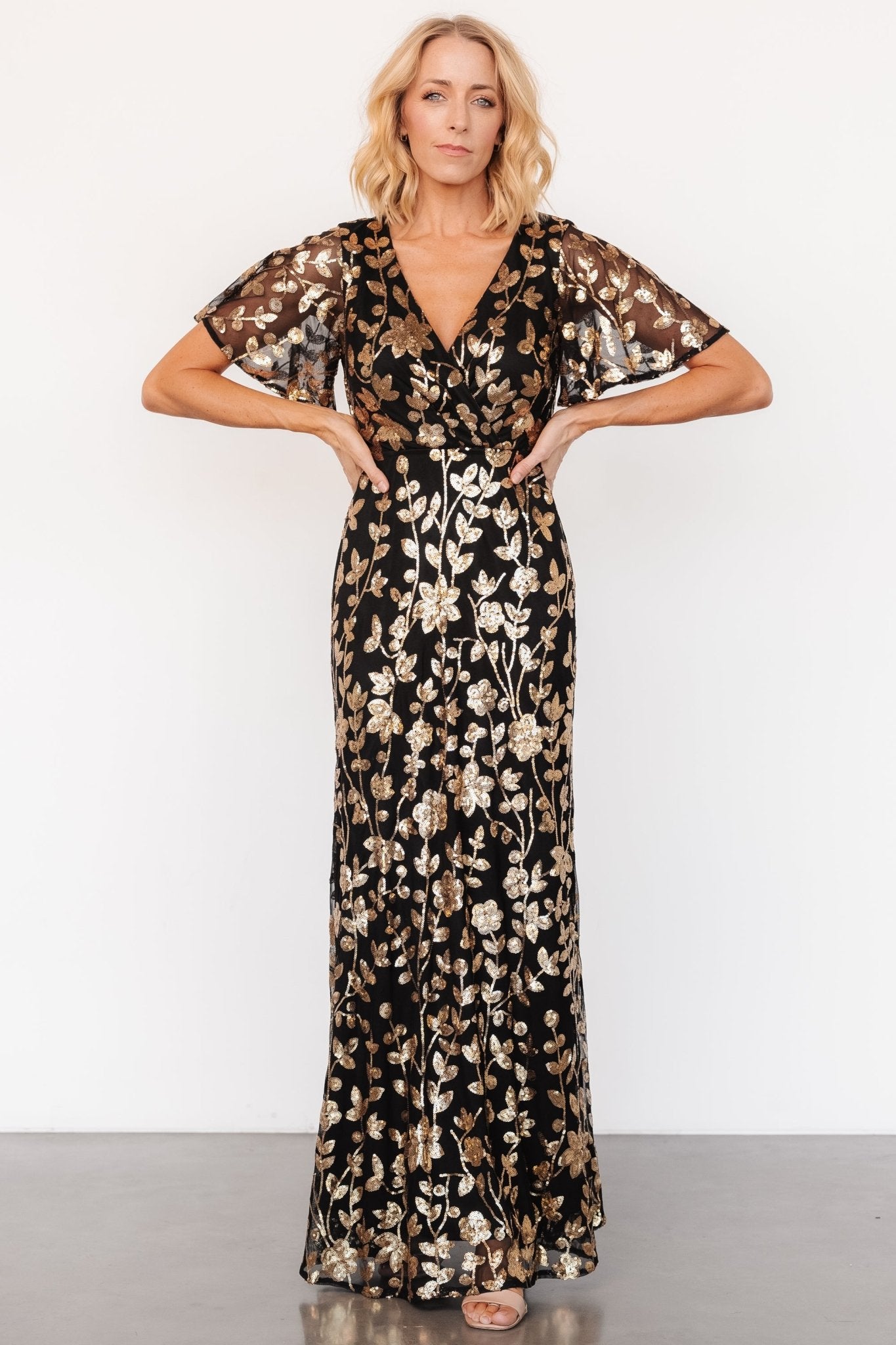 Esme Sequin Dress | Black + Gold
