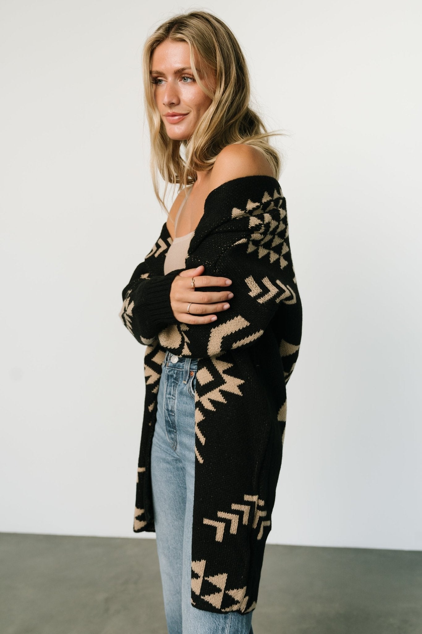 Hays Oversized Cardigan | Black + Tan