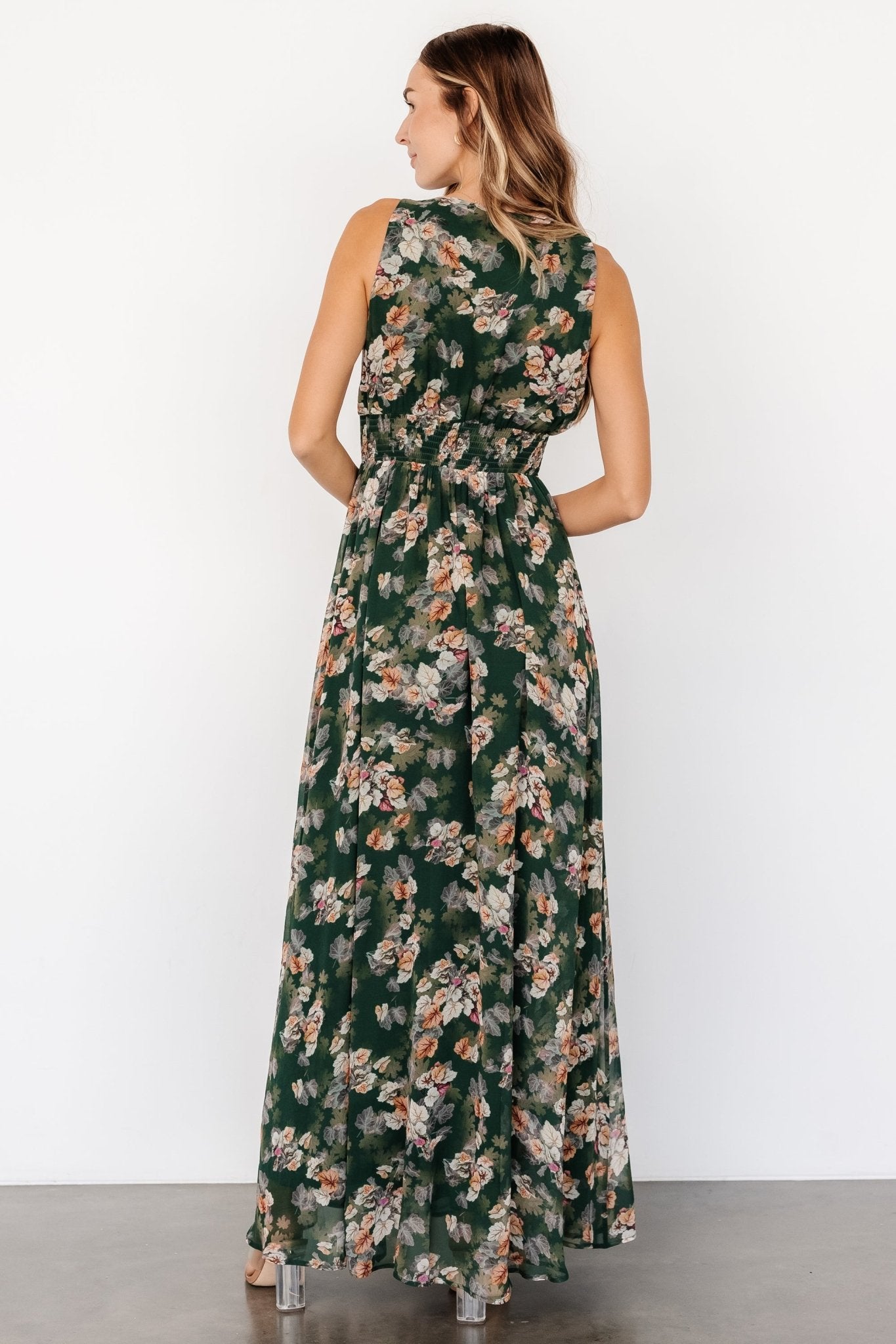 Imogen Maxi Dress | Deep Green Multi