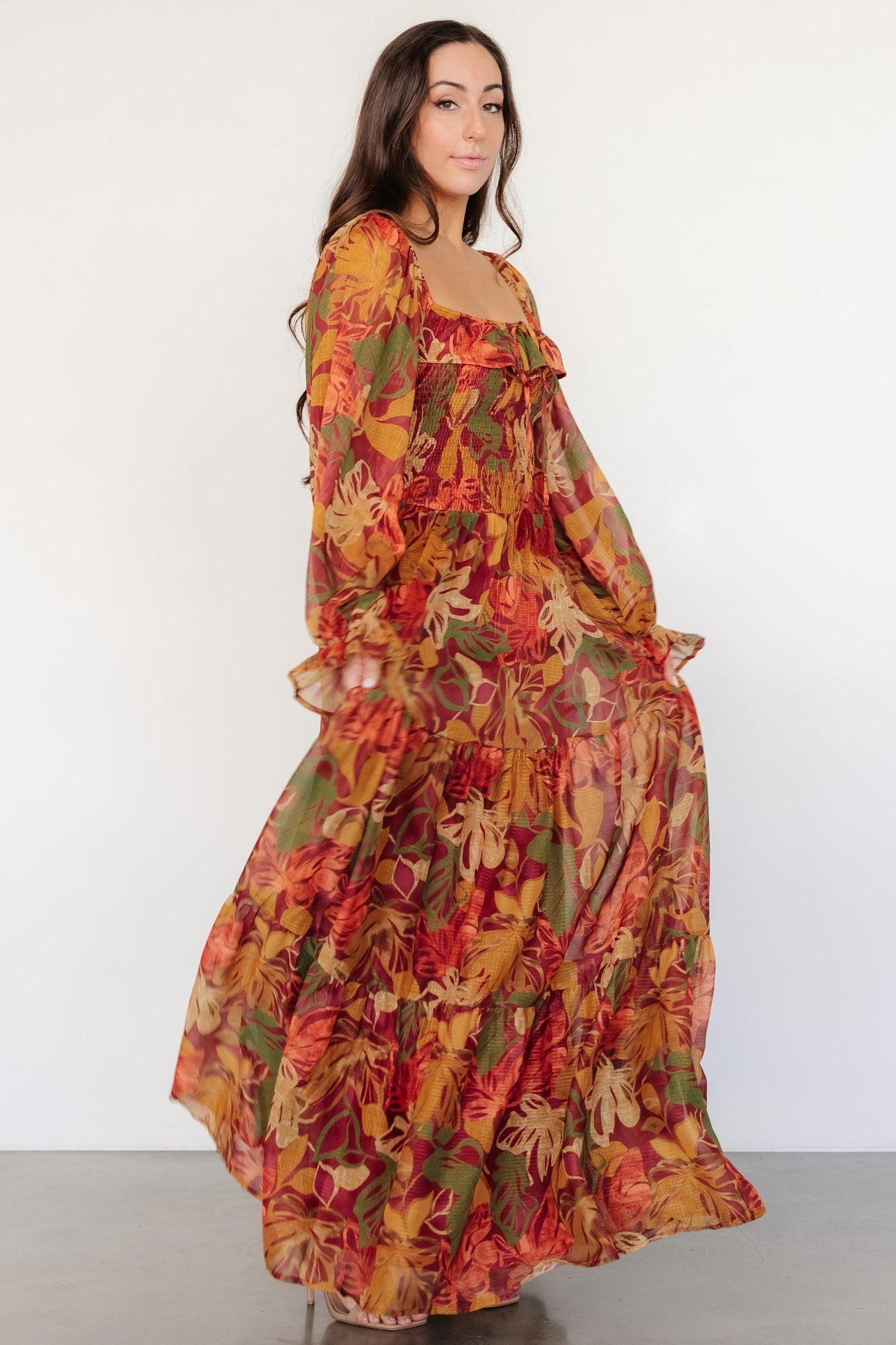 Isadora Tiered Dress | Rust Multi Floral
