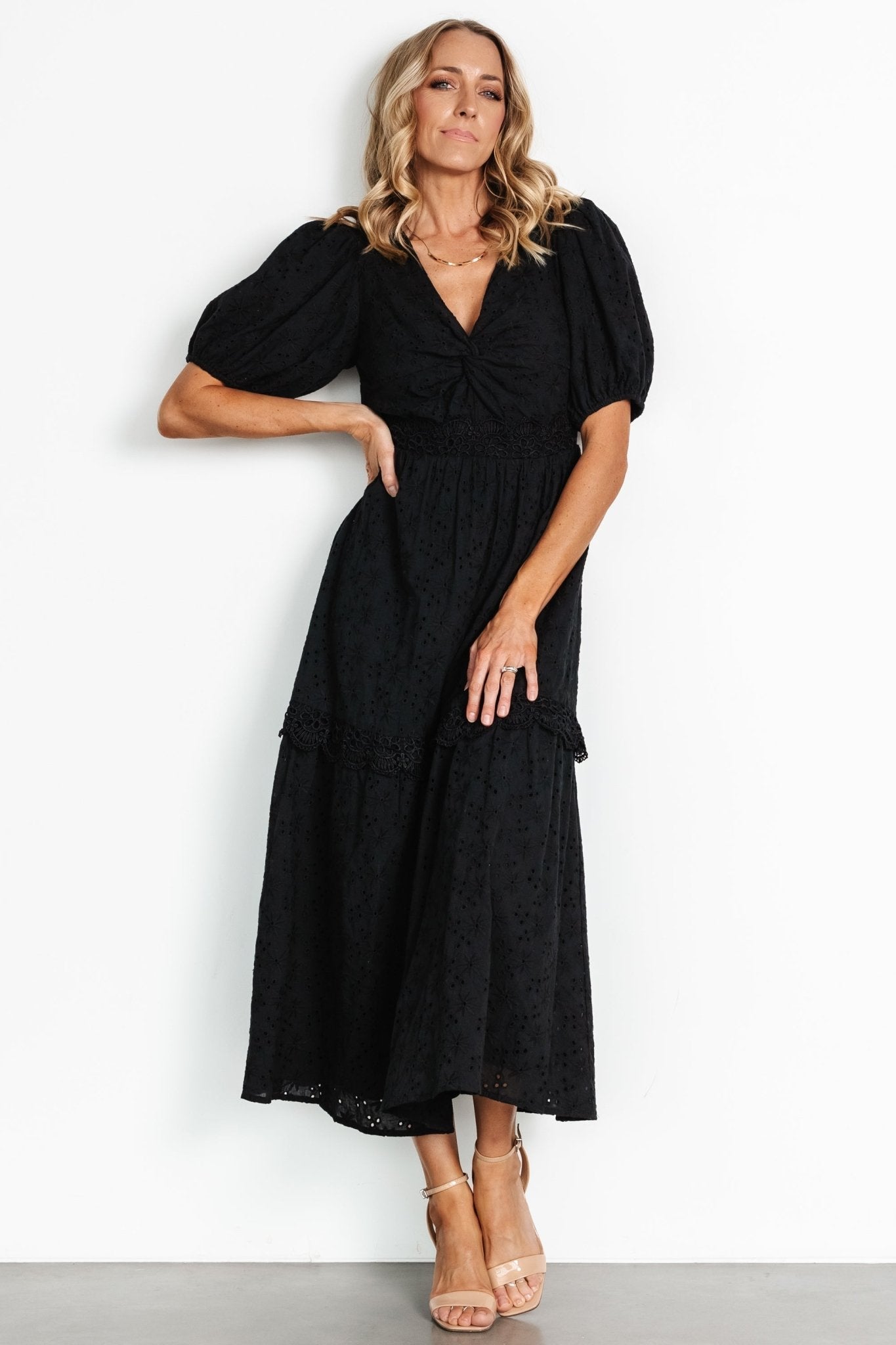 Jackie Eyelet Maxi Dress | Black