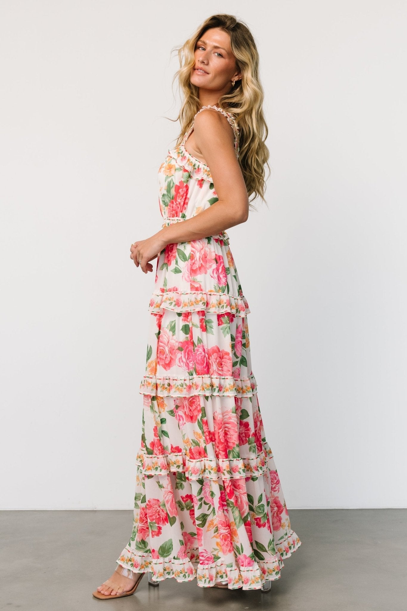 Julieta Tiered Maxi Dress | Off White Floral