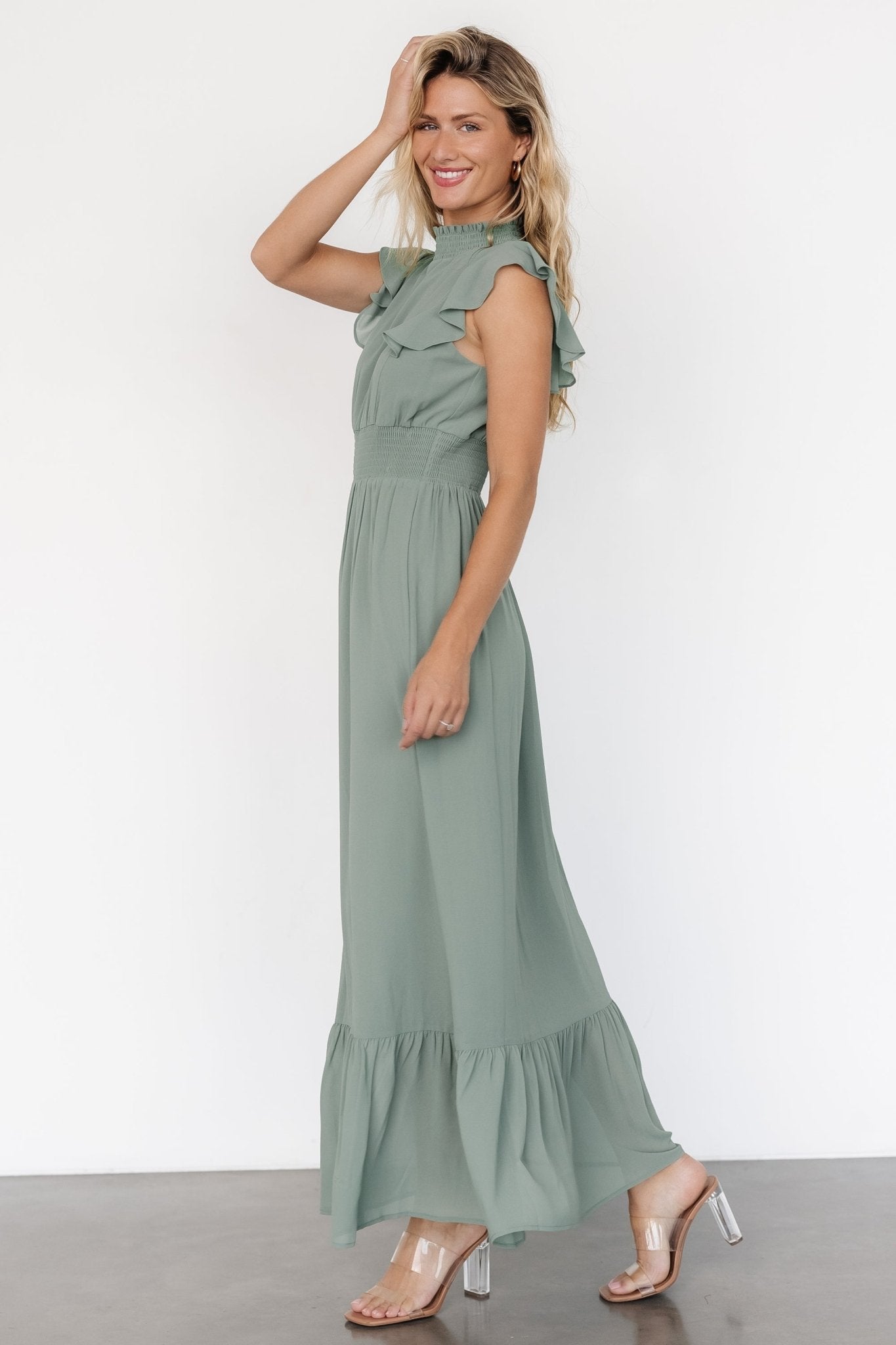 Kearny Ruffle Maxi Dress | Eucalyptus