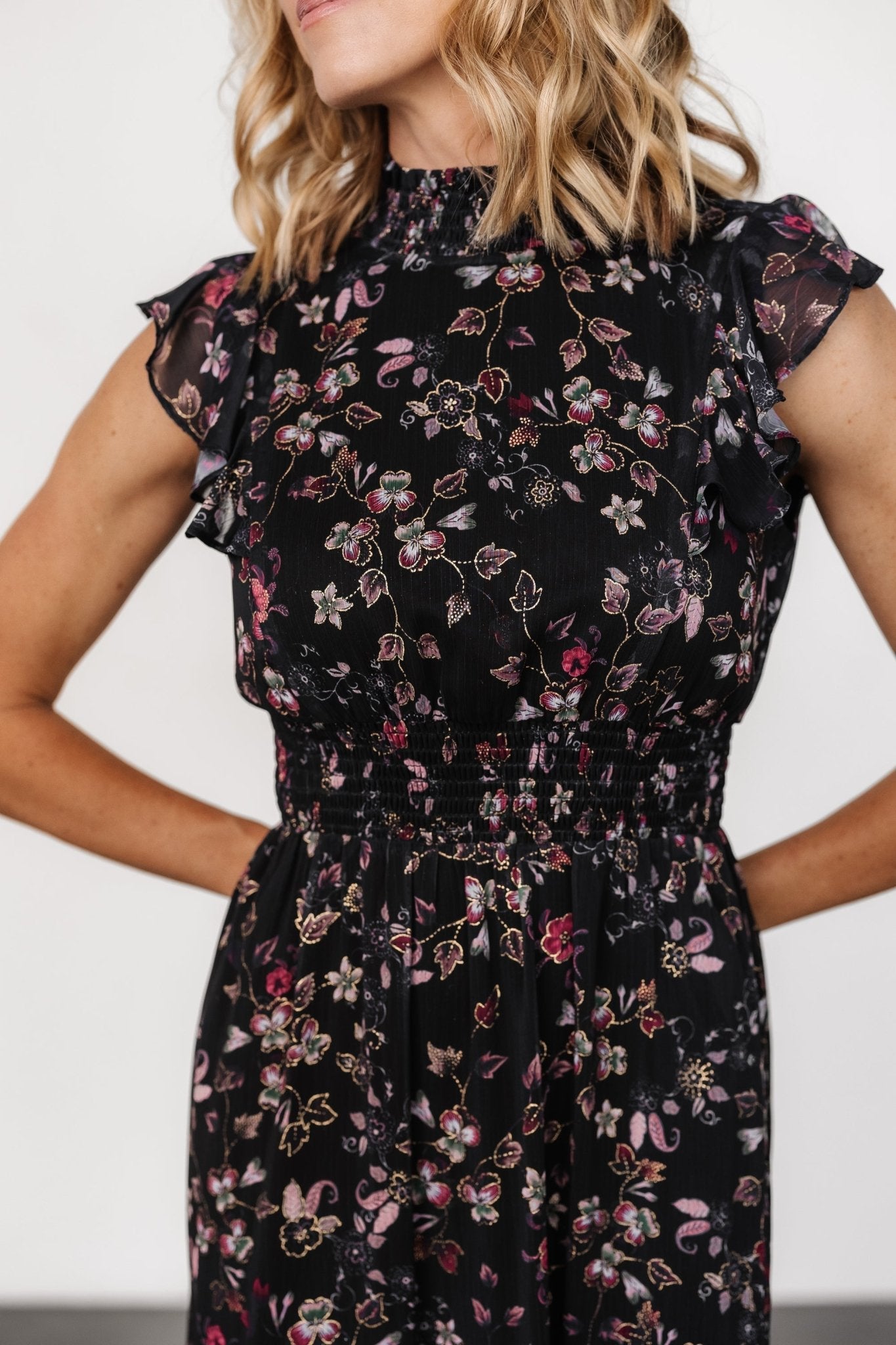 Kearny Ruffle Maxi Dress | Midnight + Gold Multi