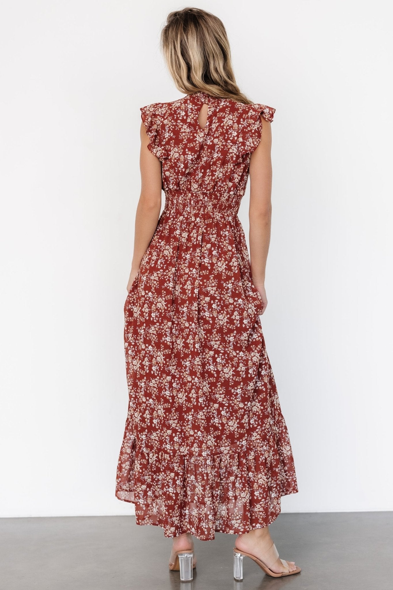 Kearny Ruffle Maxi Dress | Rust Print
