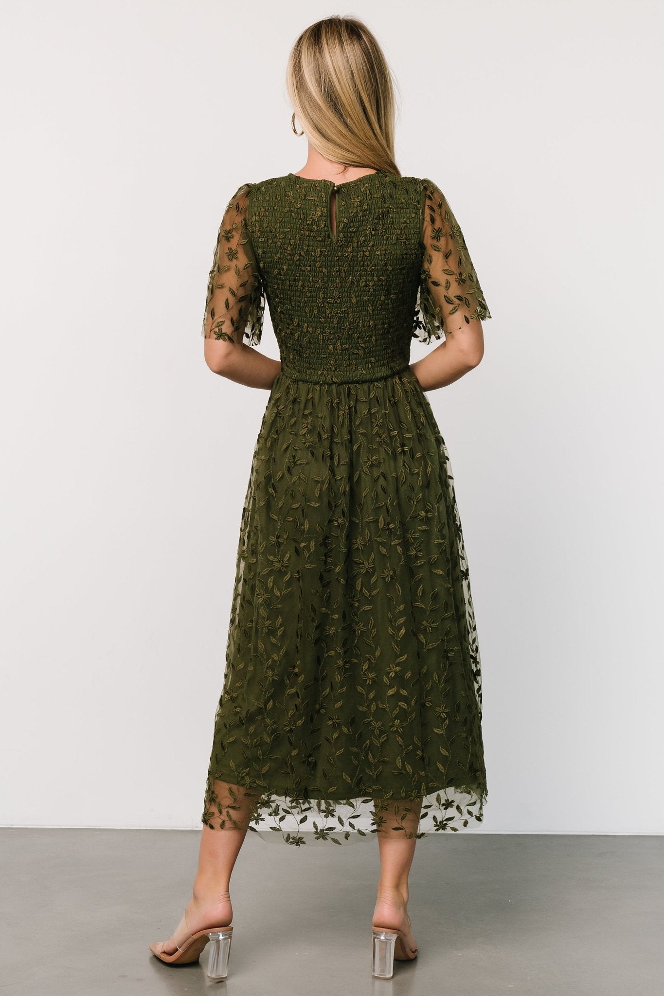 Kendra Embroidered Dress | Olive