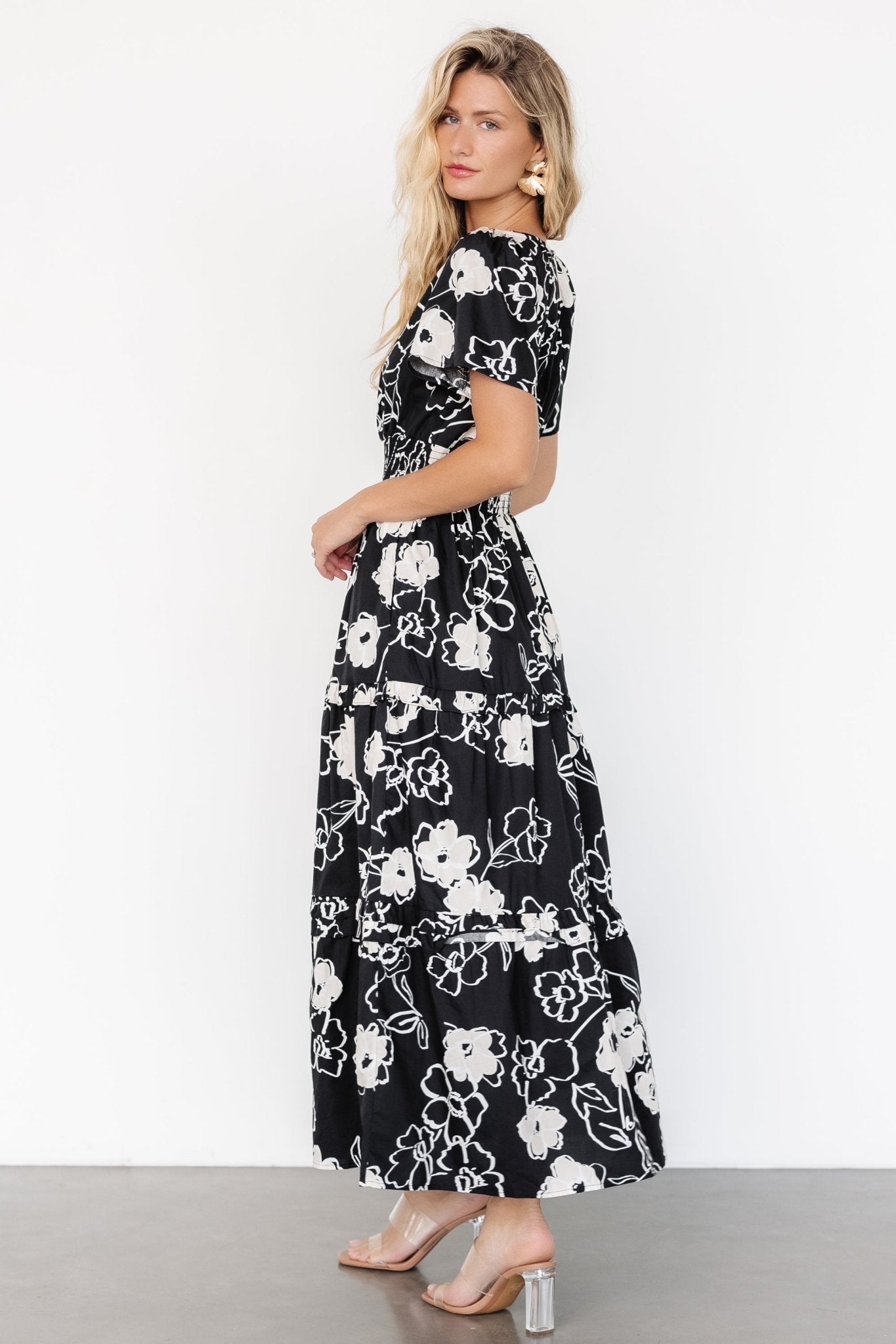 Kiana Poplin Maxi Dress | Black + Cream