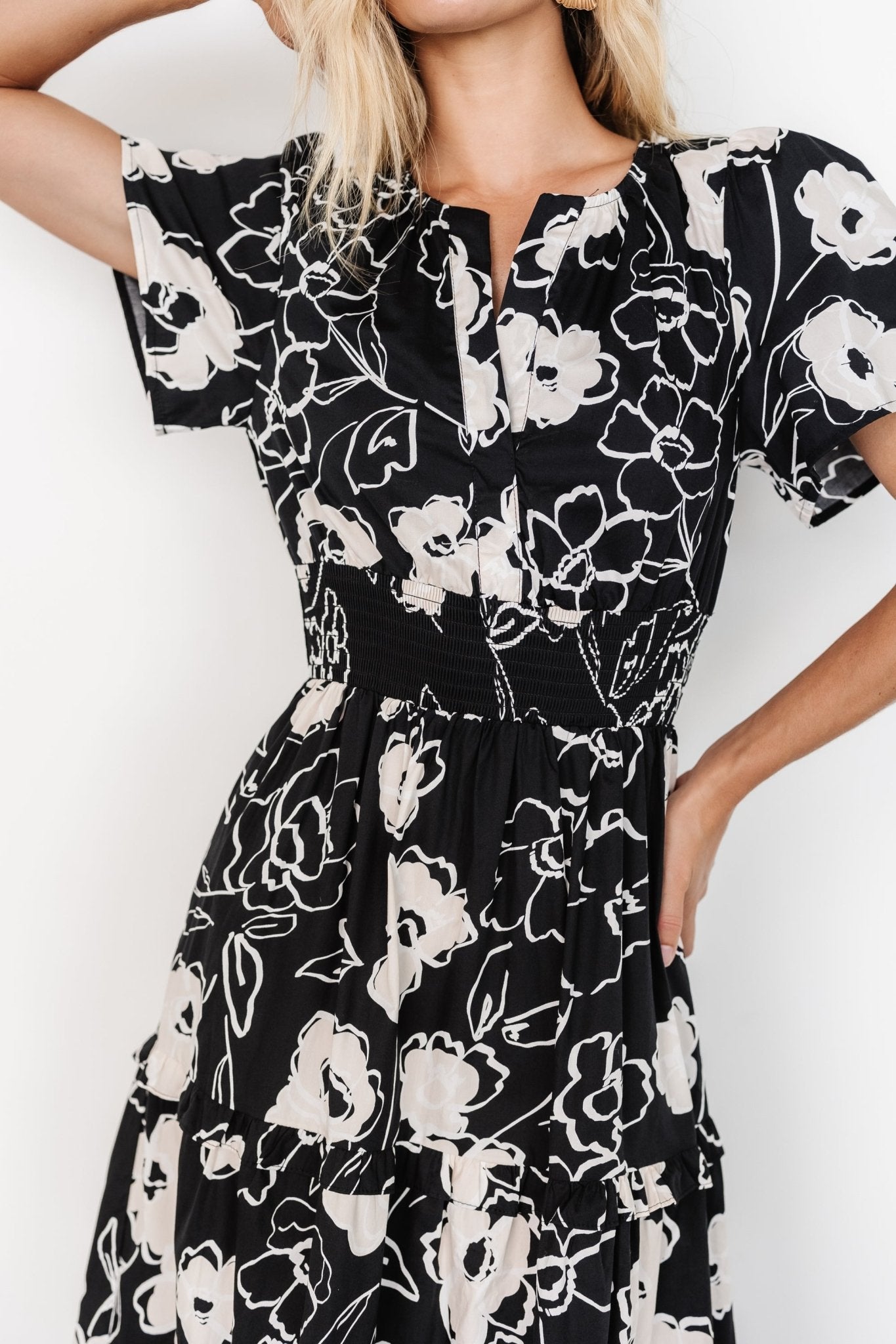 Kiana Poplin Maxi Dress | Black + Cream