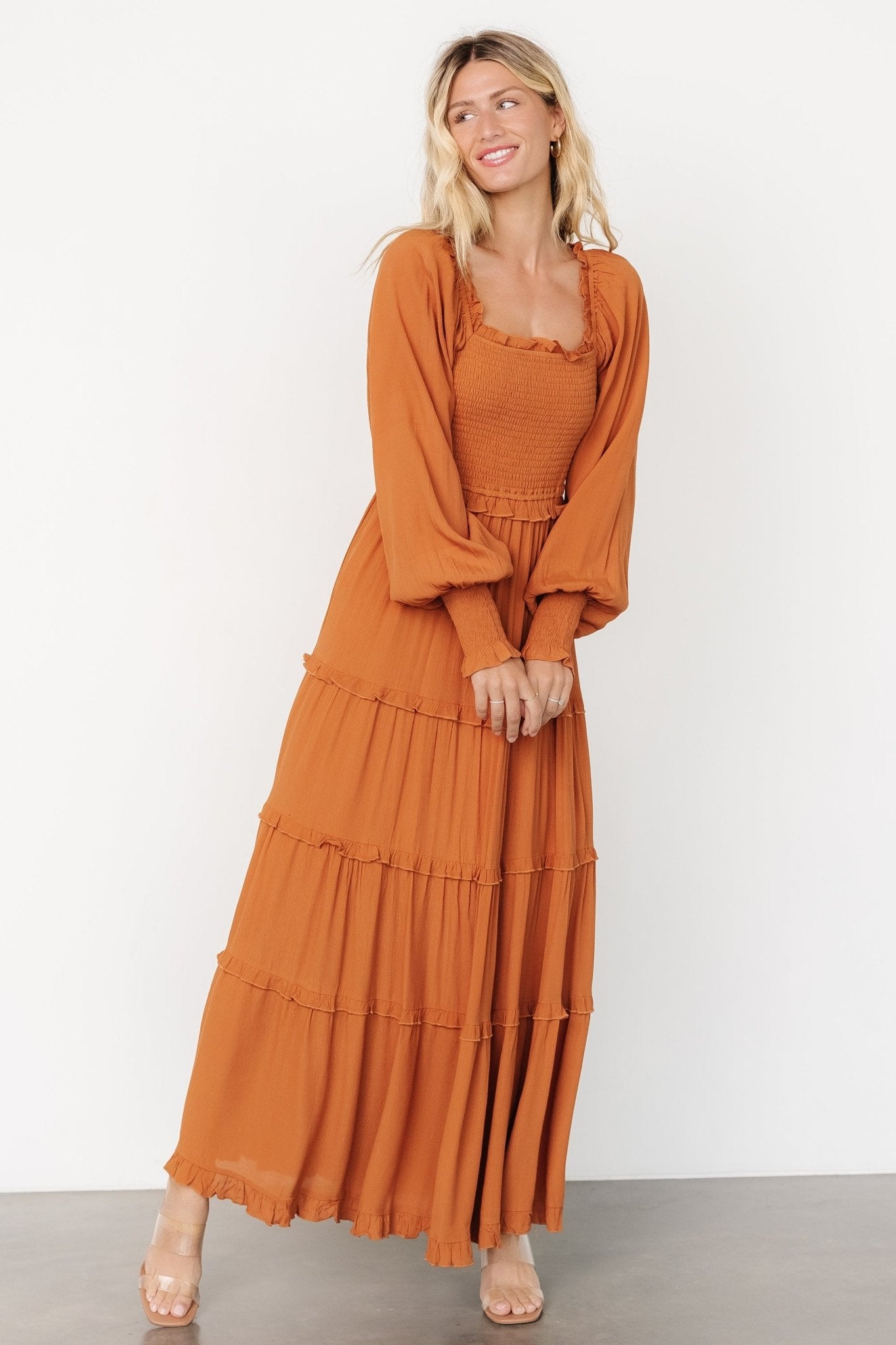 Lana Smocked Maxi Dress | Camel