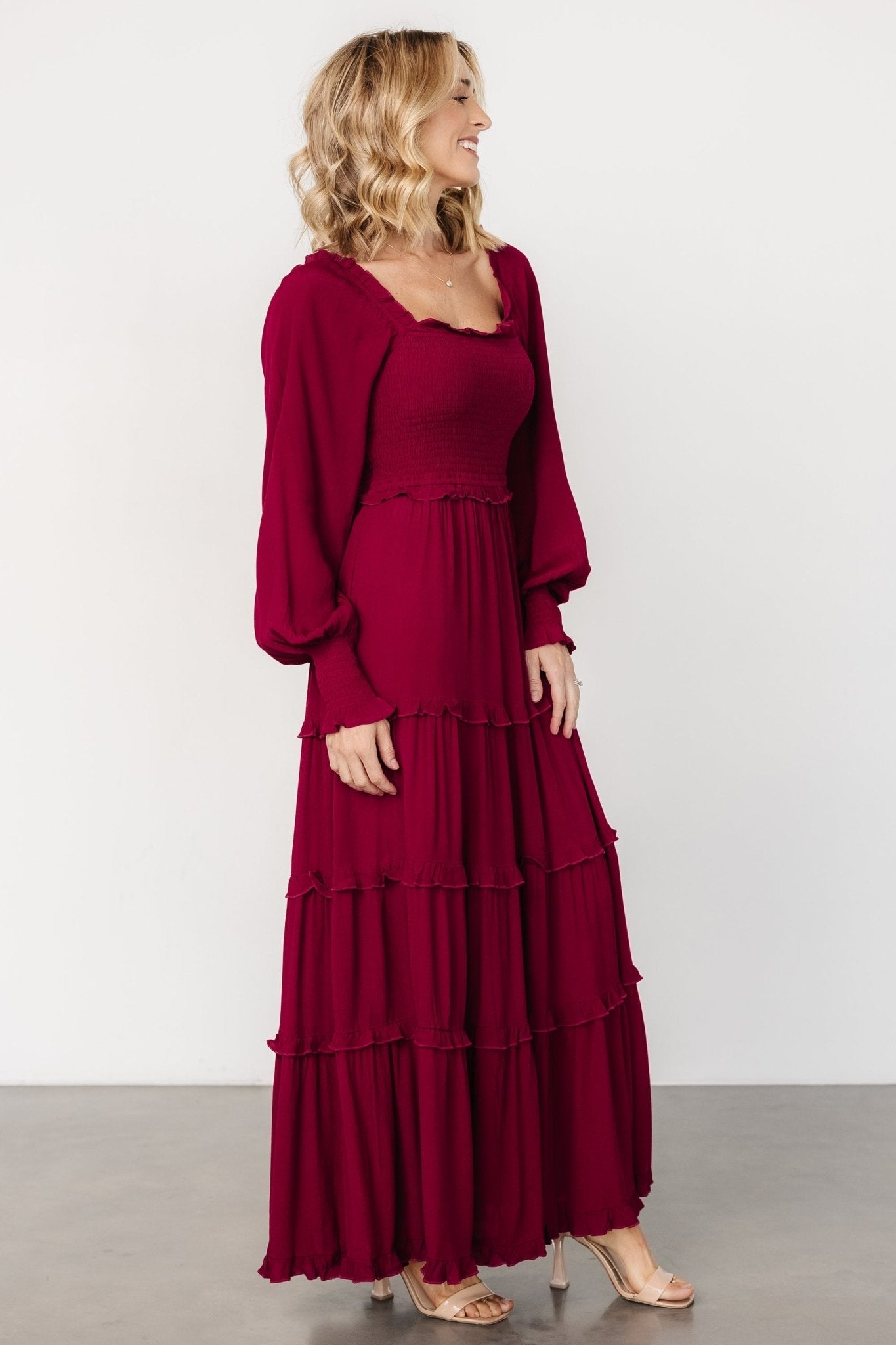 Lana Smocked Maxi Dress | Merlot