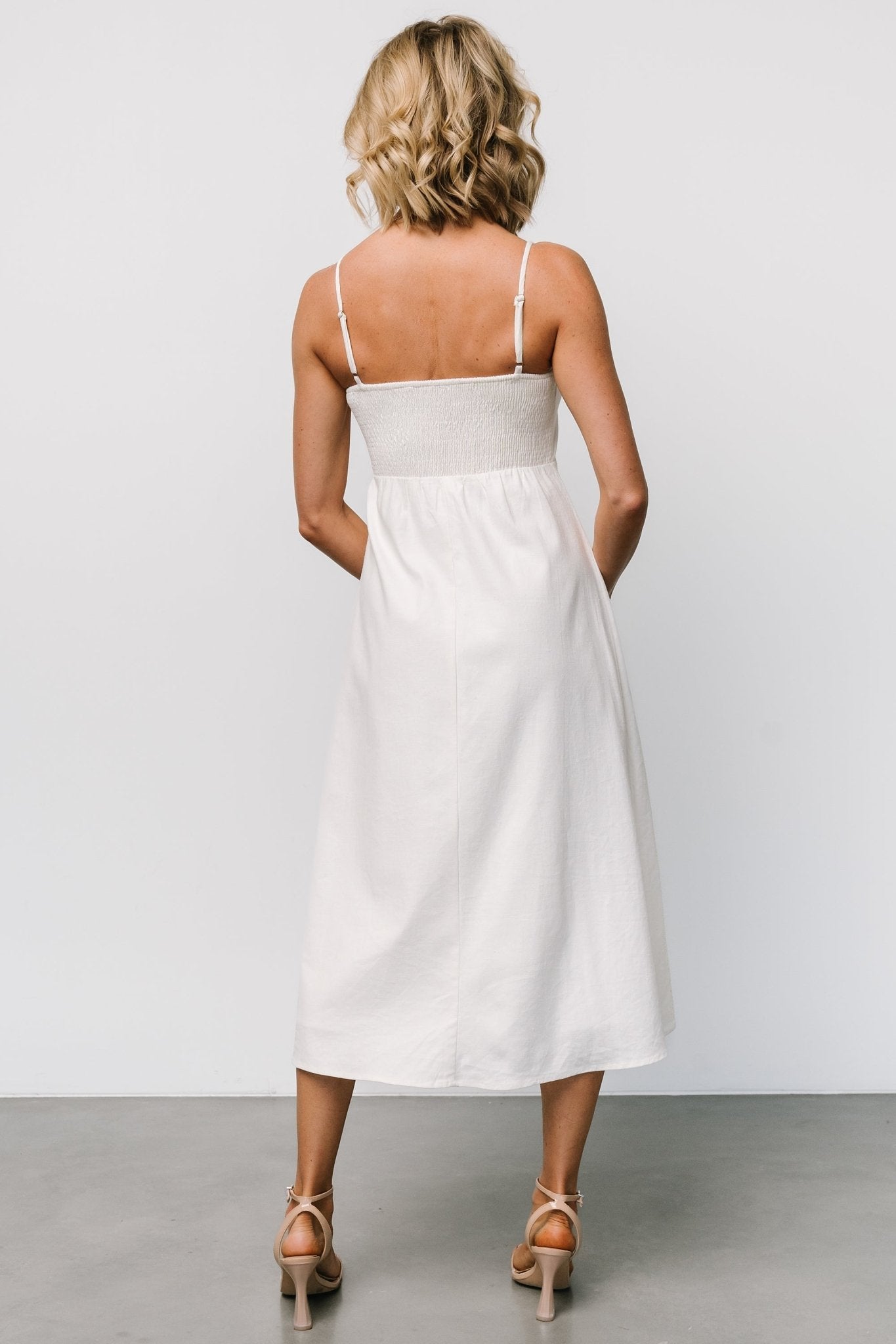 Laya Button Front Dress | Ivory