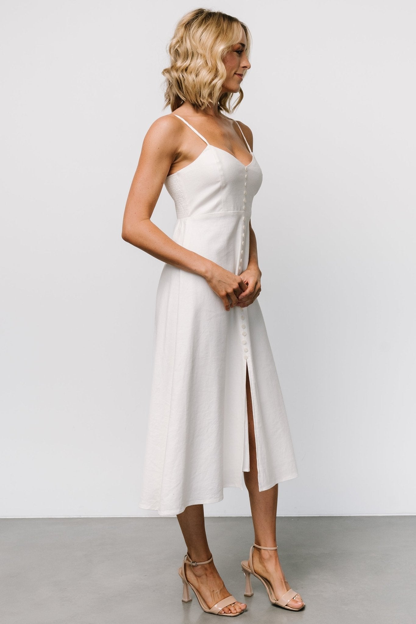 Laya Button Front Dress | Ivory