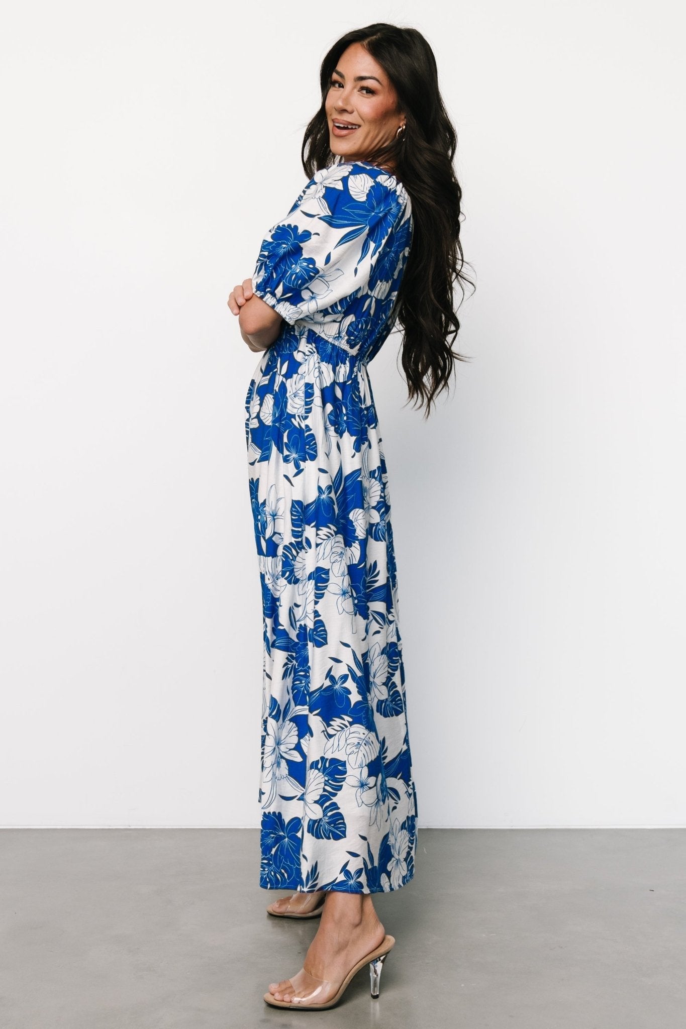 Leela Maxi Dress | Cobalt + Off White