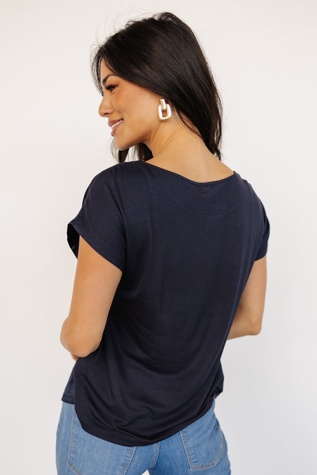 Leonie Satin Top | Navy