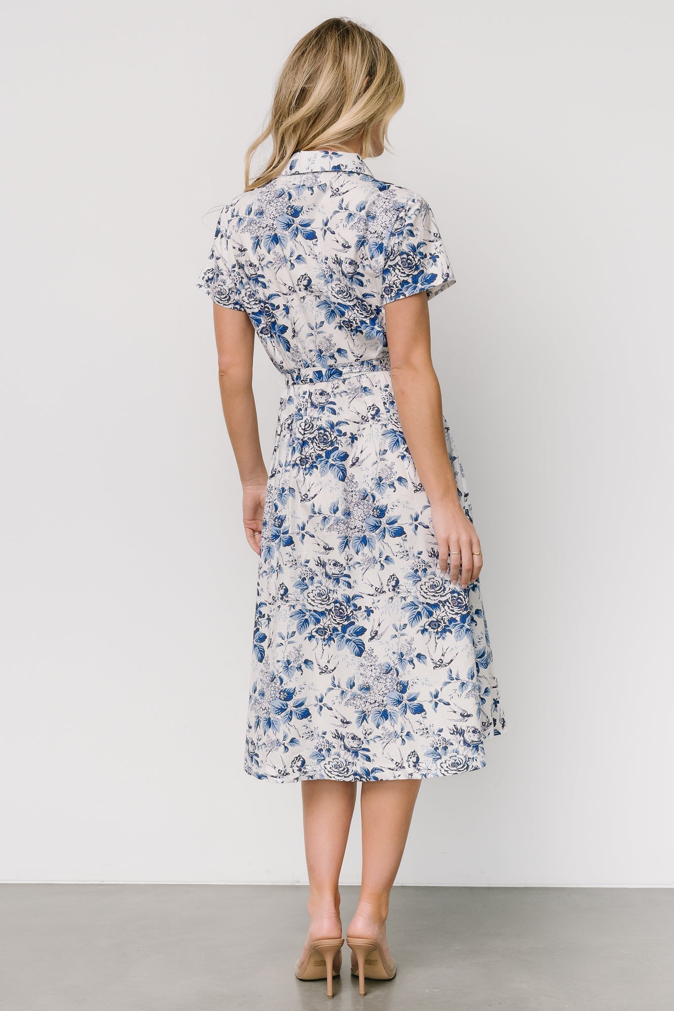 Lidia Midi Dress | White + Blue
