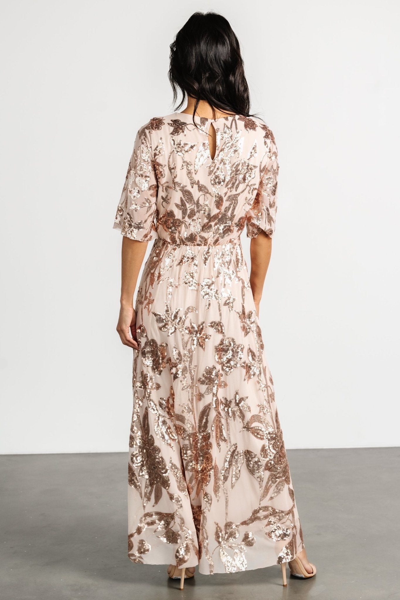 Lucy Sequin Dress | Rose Gold