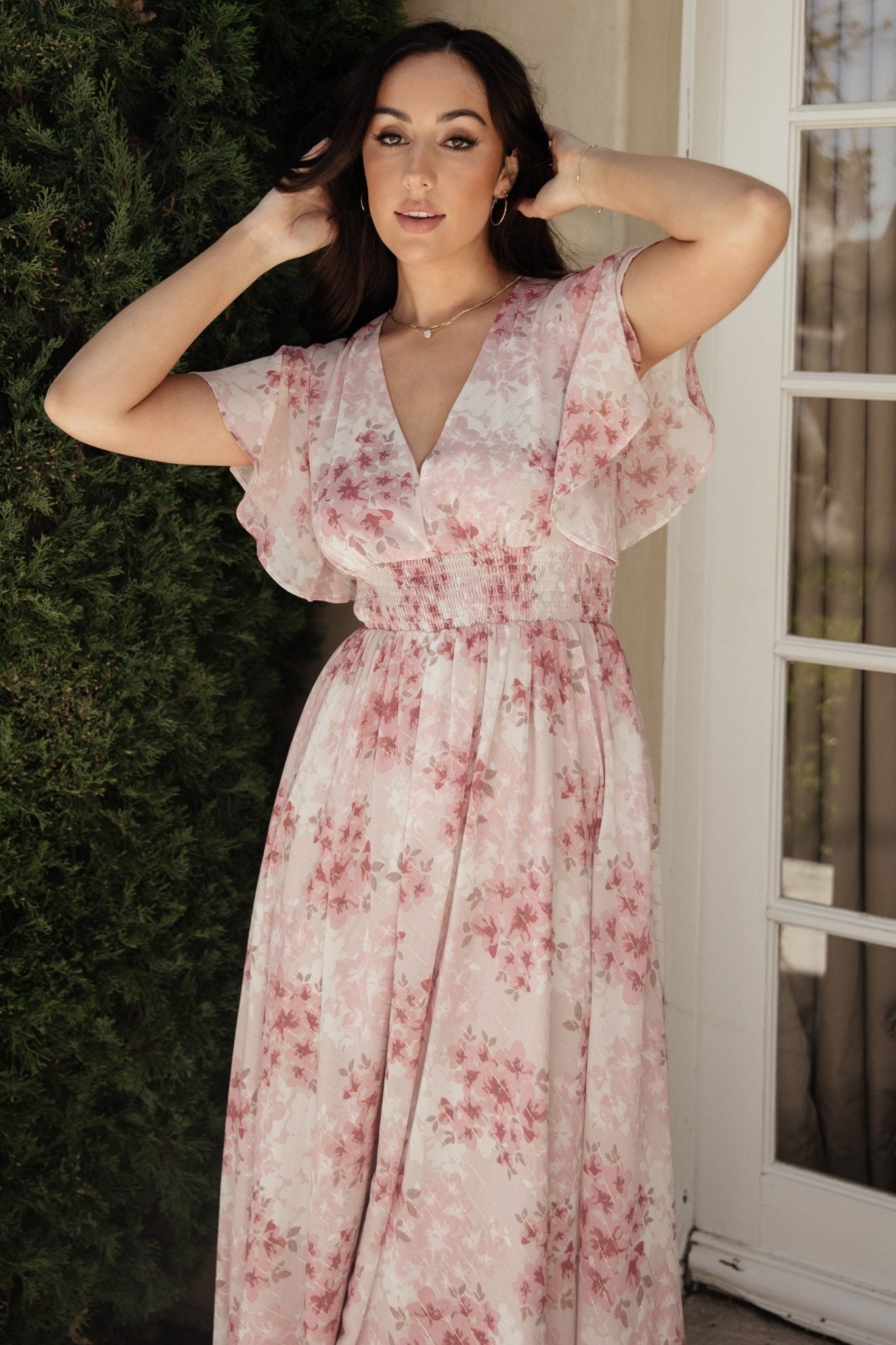 Lynlee Metallic Maxi Dress | Pink Multi