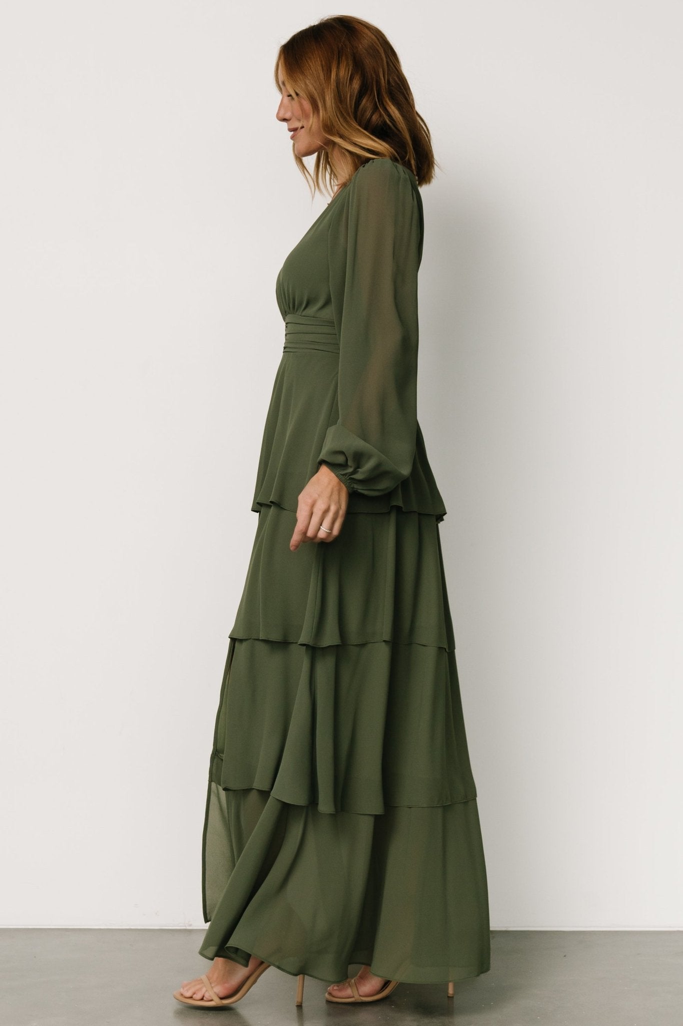 Mariella Tiered Maxi Dress | Dark Sage