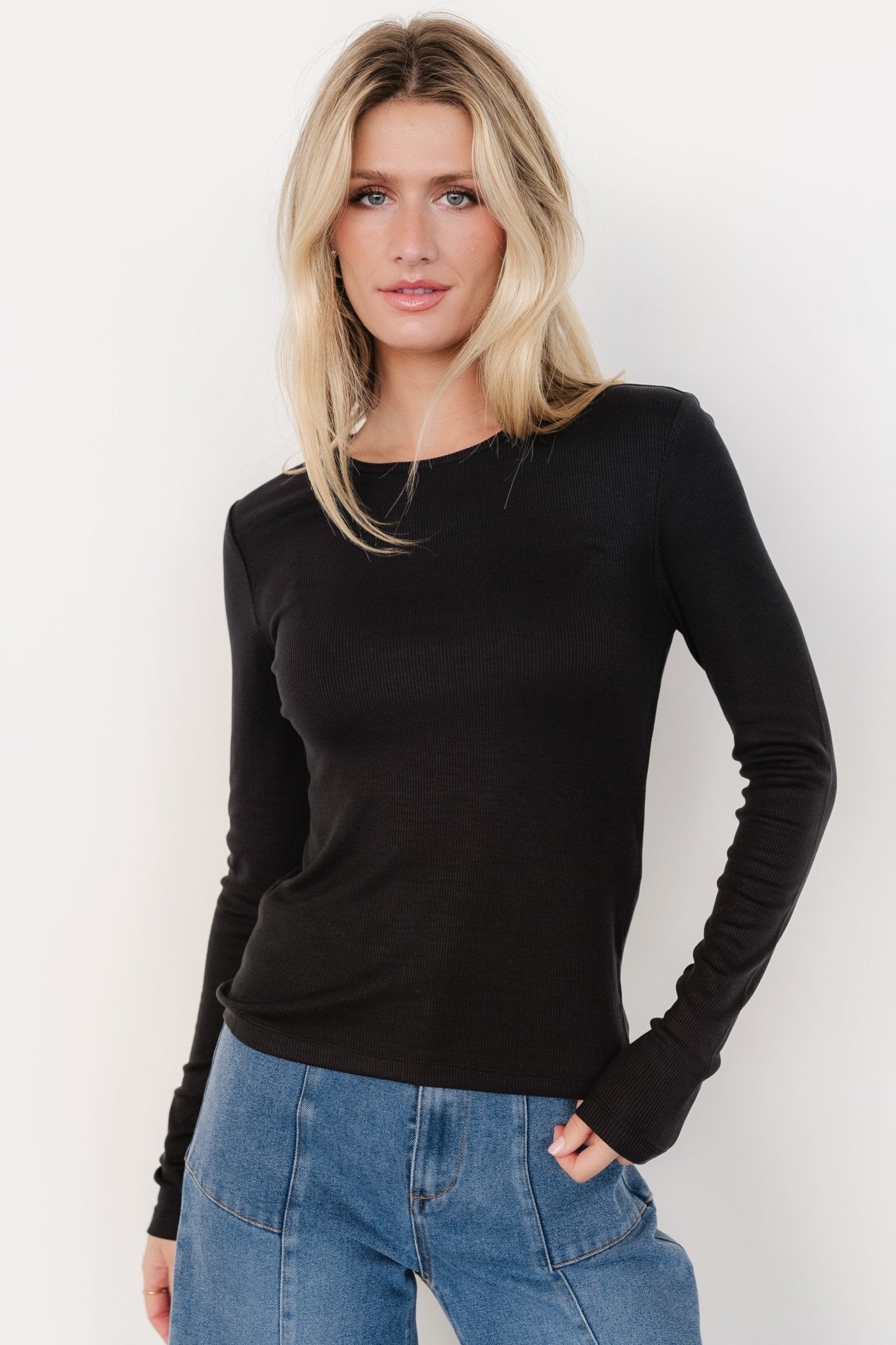 Menka Ribbed Top | Black