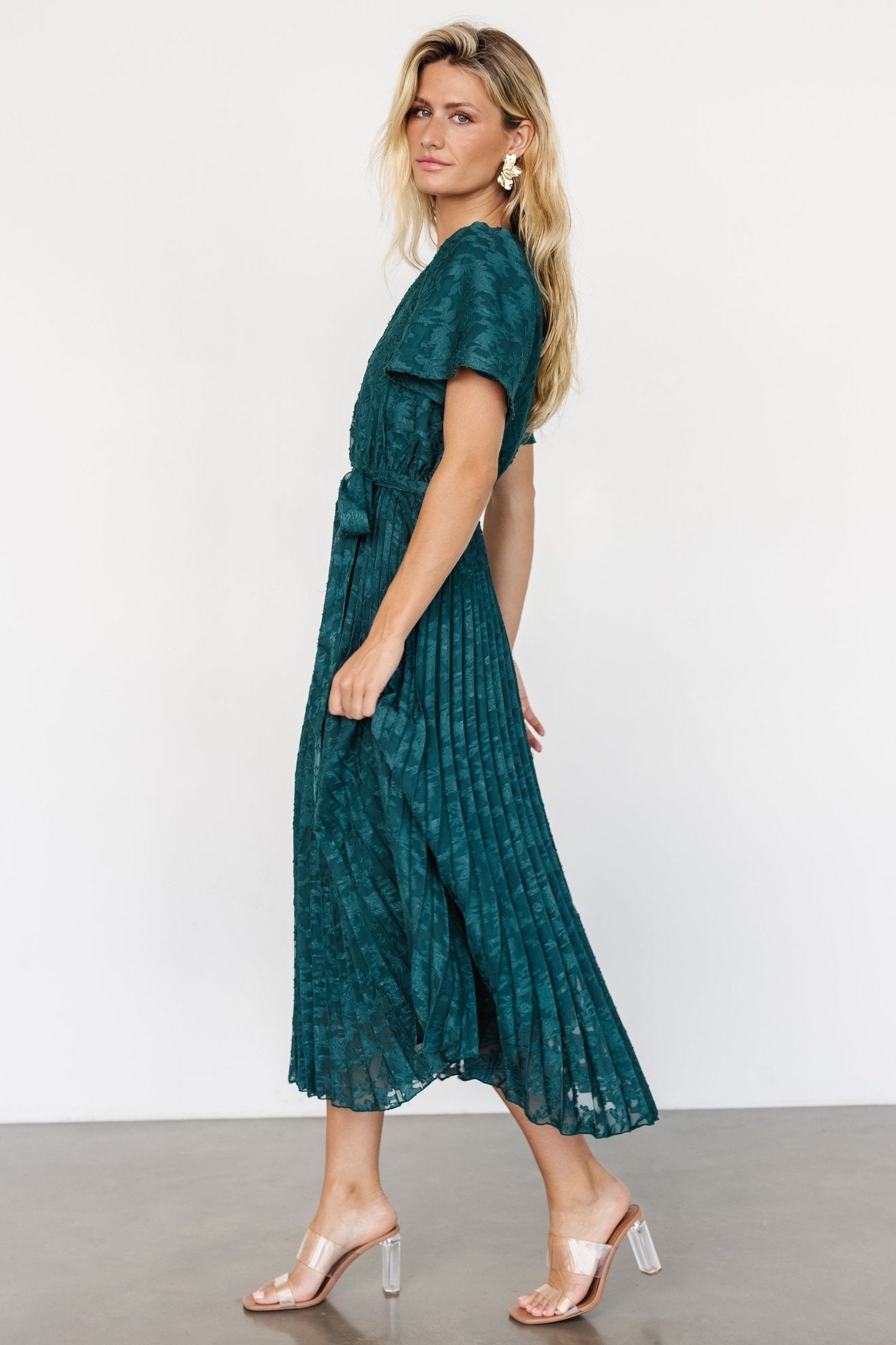 Mindy Pleated Dress | Emerald