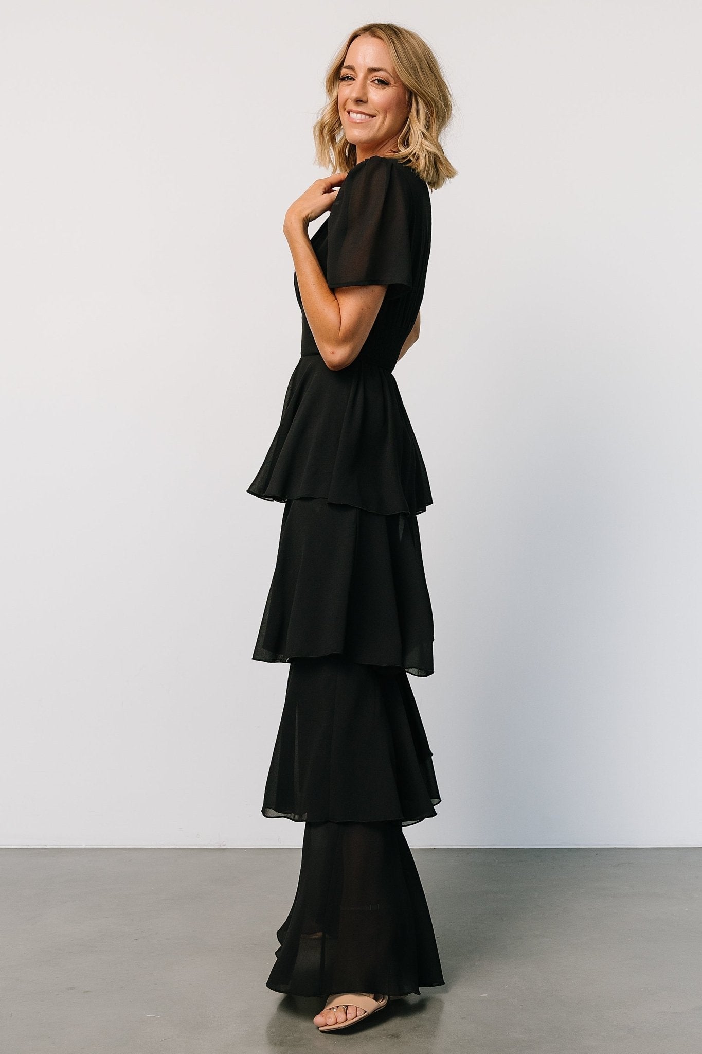Montaigne Ruffle Maxi Dress | Black